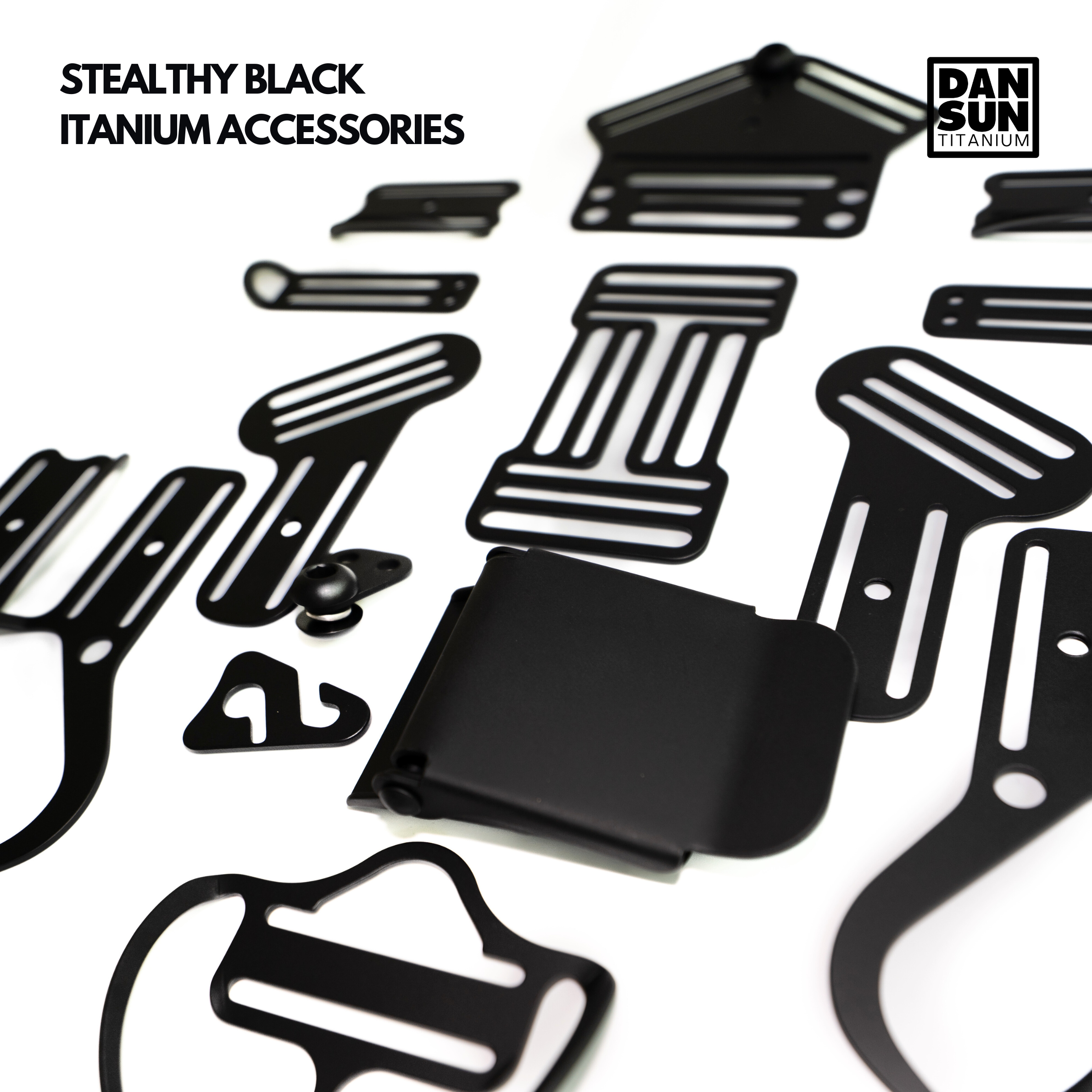 Stealth black titanium accessories for the AGENT sidemount BCD