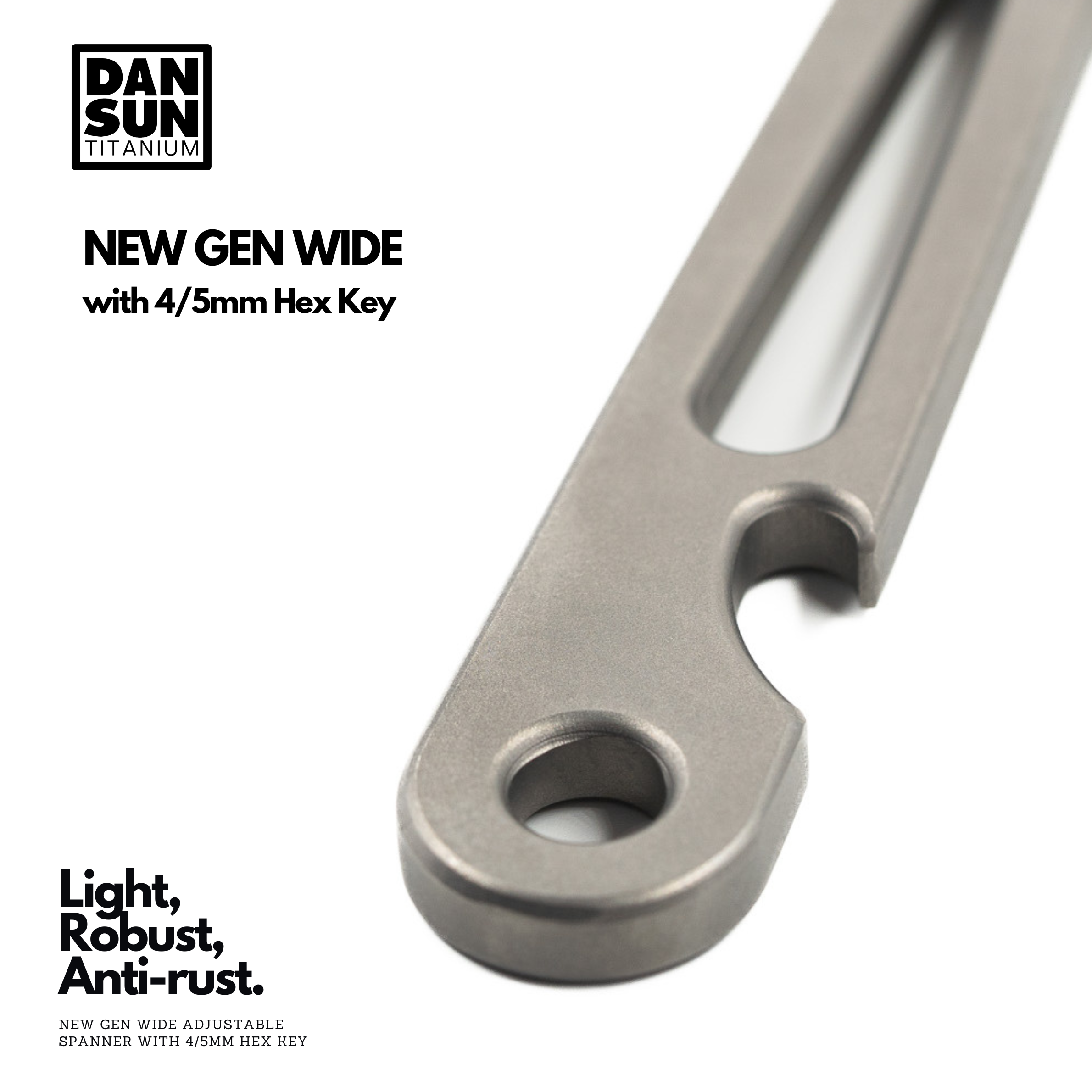 Handle end of the HEX WIDE titanium adjustable spanner