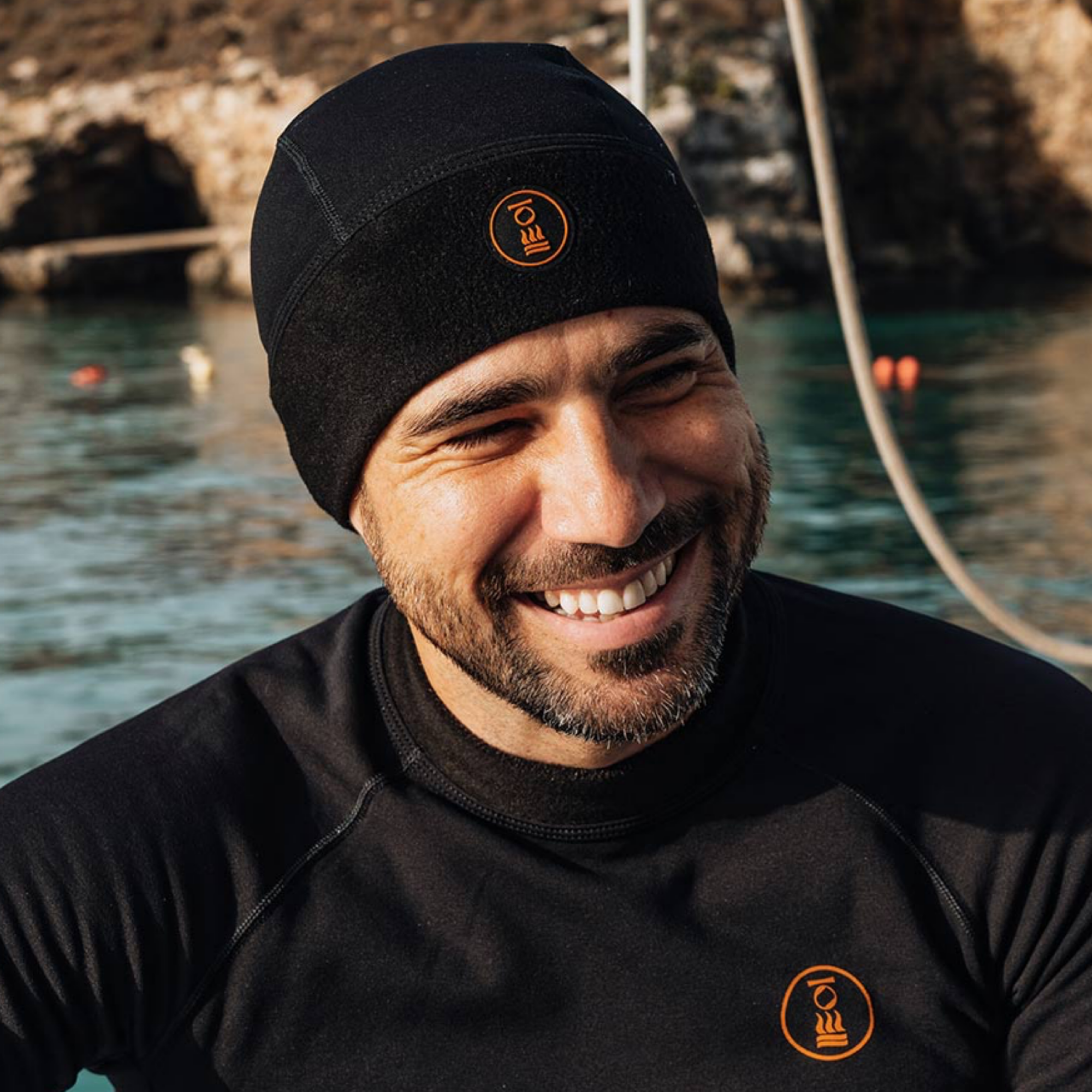Fourth Element Xerotherm Beanie Hat, worn by a diver