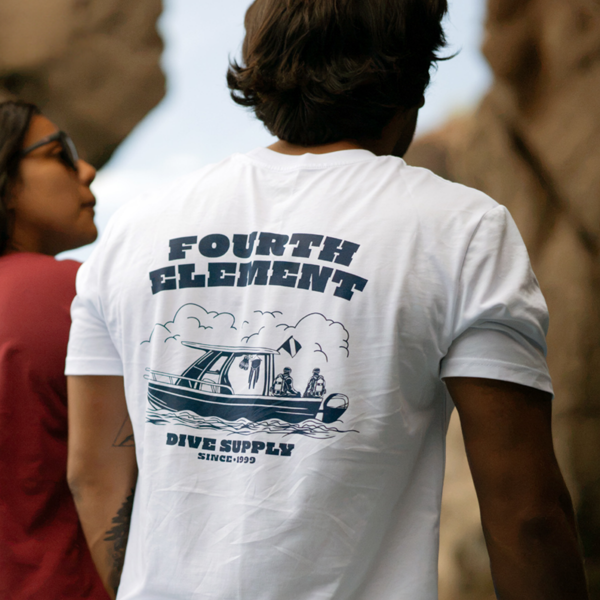 Fourth Element Men's Dive Boat T-Shirt with scuba diving boat graphic for divers and ocean lovers