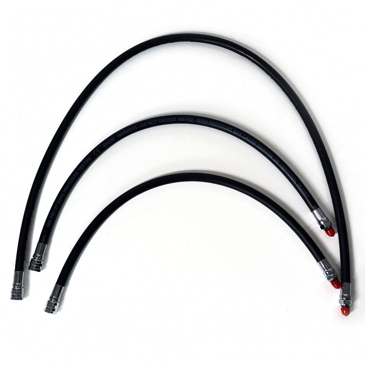 Halcyon Backup regulator black hoses on white background