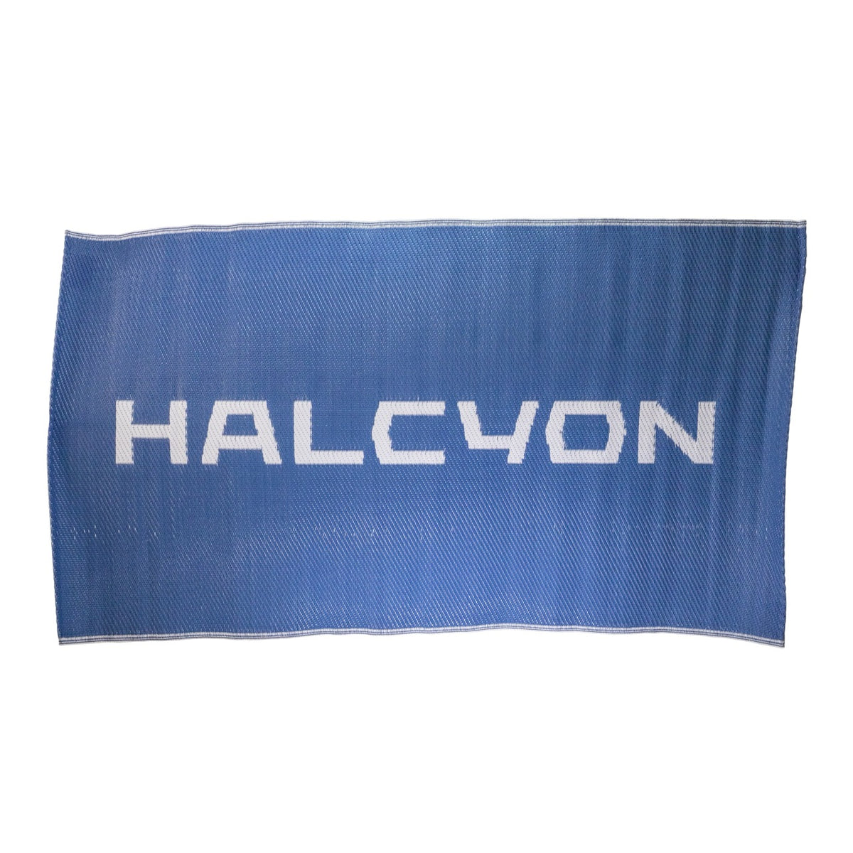 Blue Changing Mat with big white Halcyon logo on white background