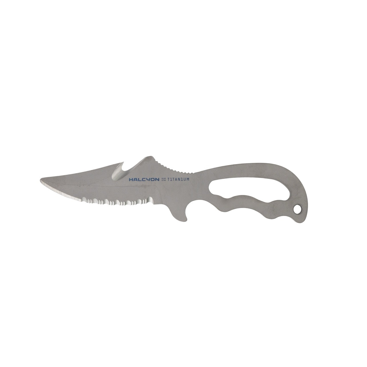 Displaying Halcyon Explorer Knife only, with blue Halcyon logo on white background.
