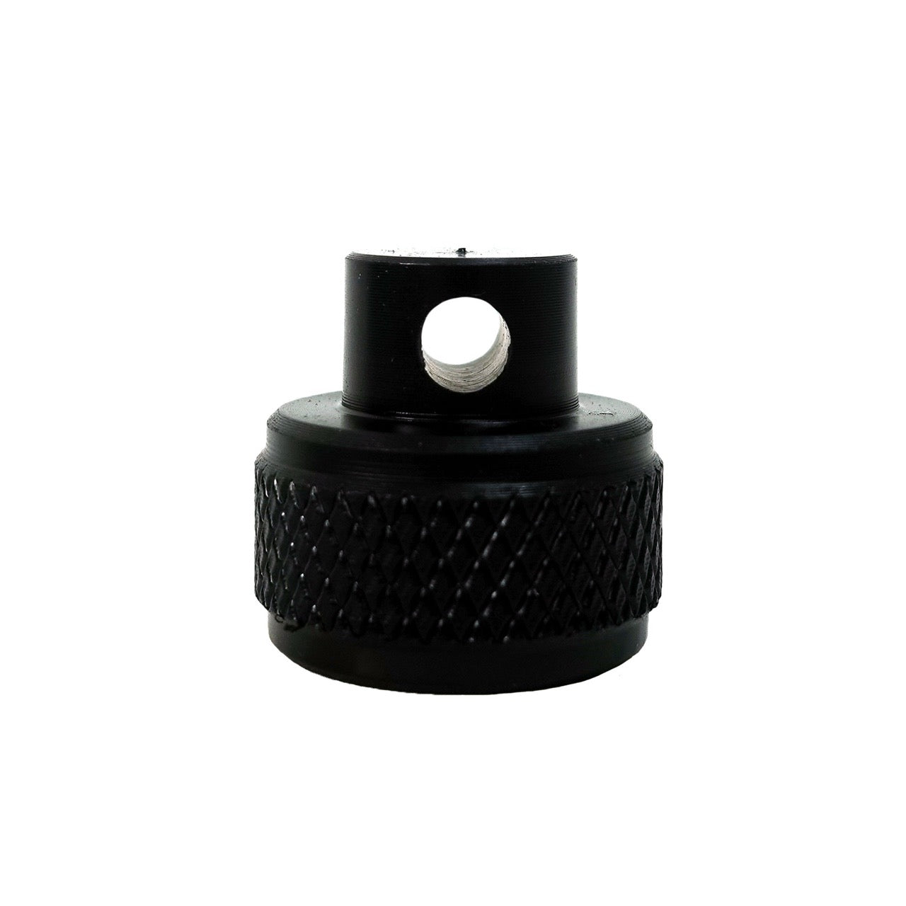 A black dust cap from Halcyon on white background