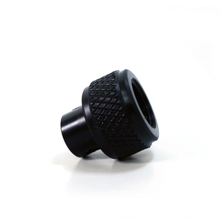A black dust cap on white background