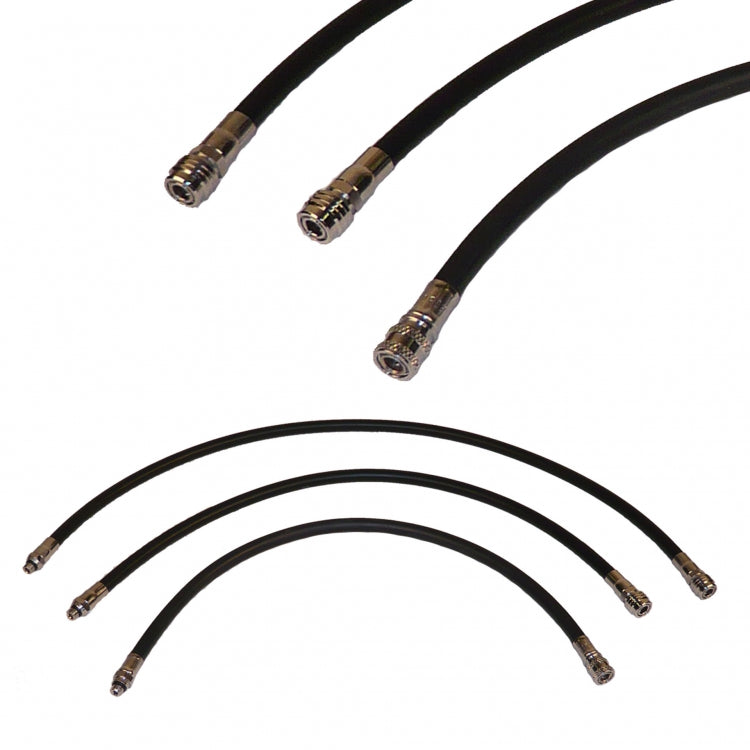 Black Halcyon LPI hoses for scuba diving on white background