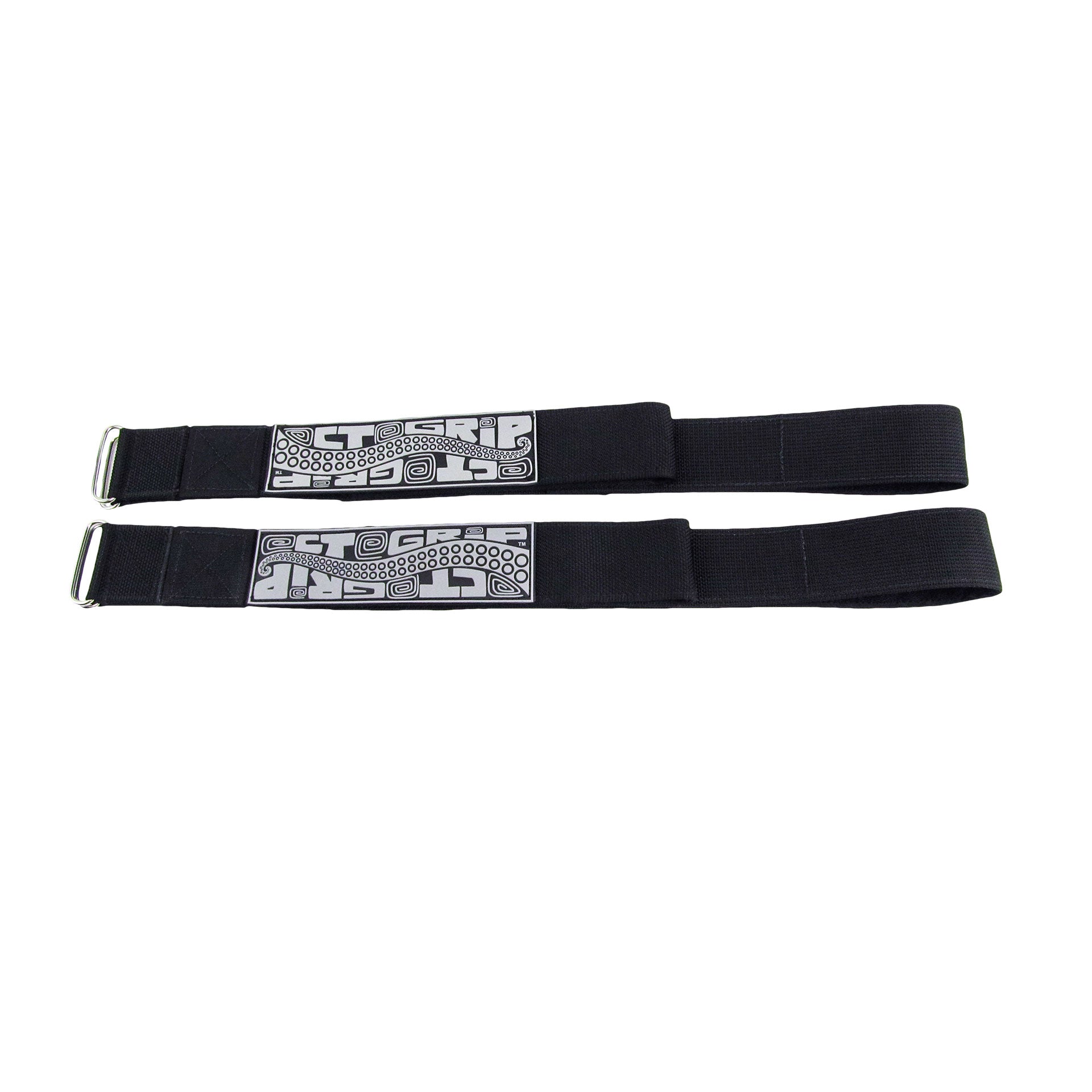 Two black and white halcyon Dry Suit mounting straps on white background