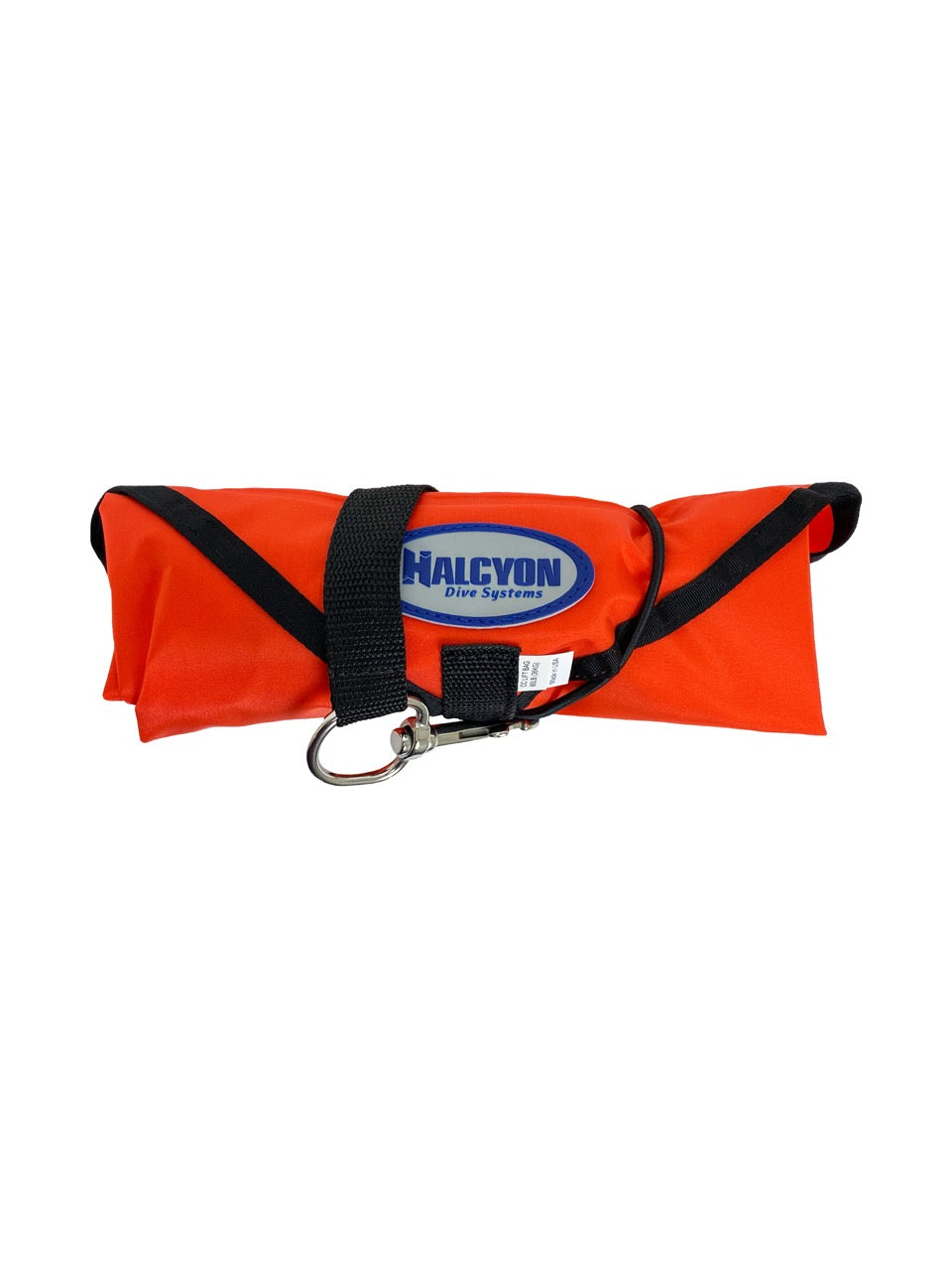 A orange Halcyon Closed-Circuit 80lb Lift Bag closed on white background