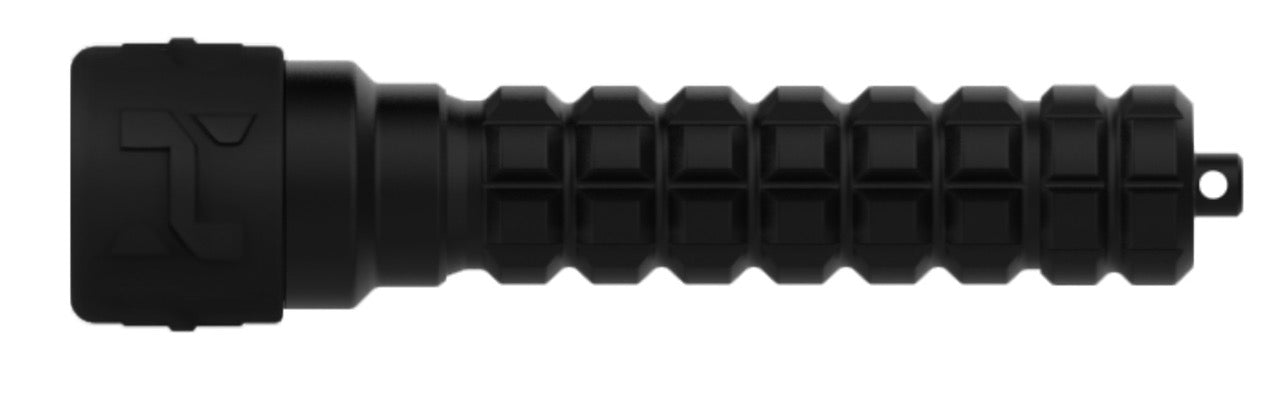 A close-up of the Halcyon Photon dive light on white background