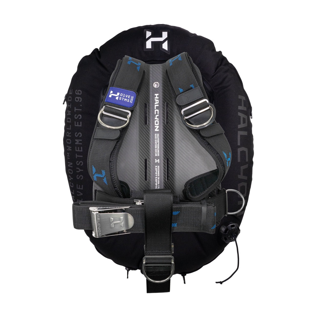 Halcyon Era wing with Carbon Fiber backplate and halcyon logo on white background