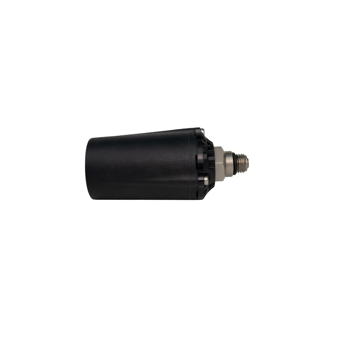 A black Halcyon Symbios Tank Pod for diving on white background
