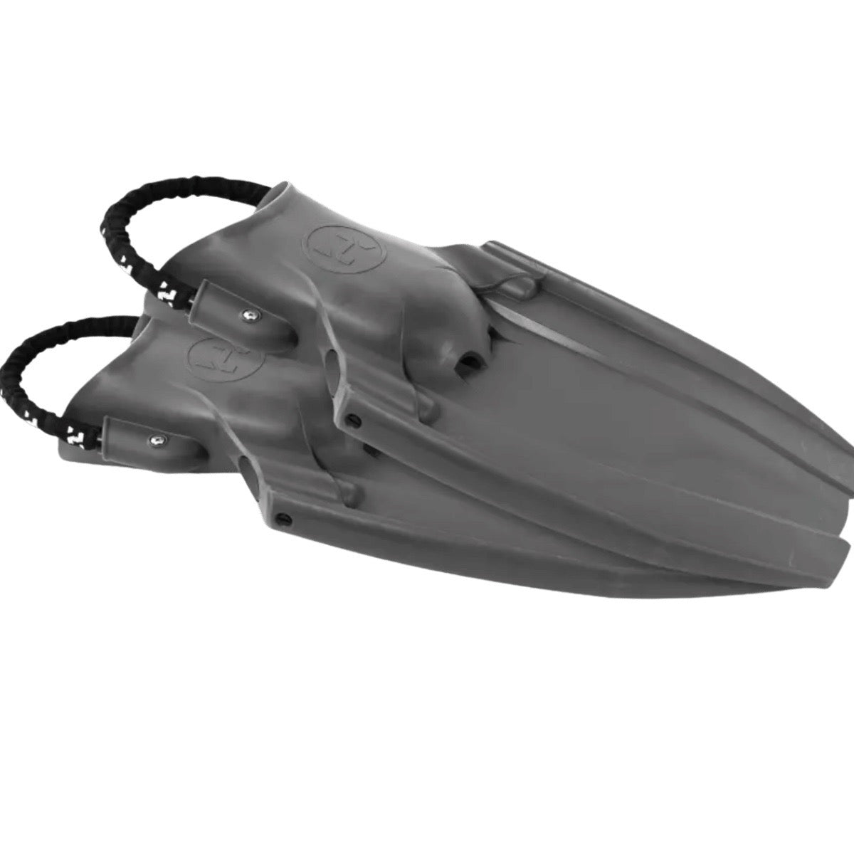 A pair of grey Halcyon Vector Pro HD Fins on white background