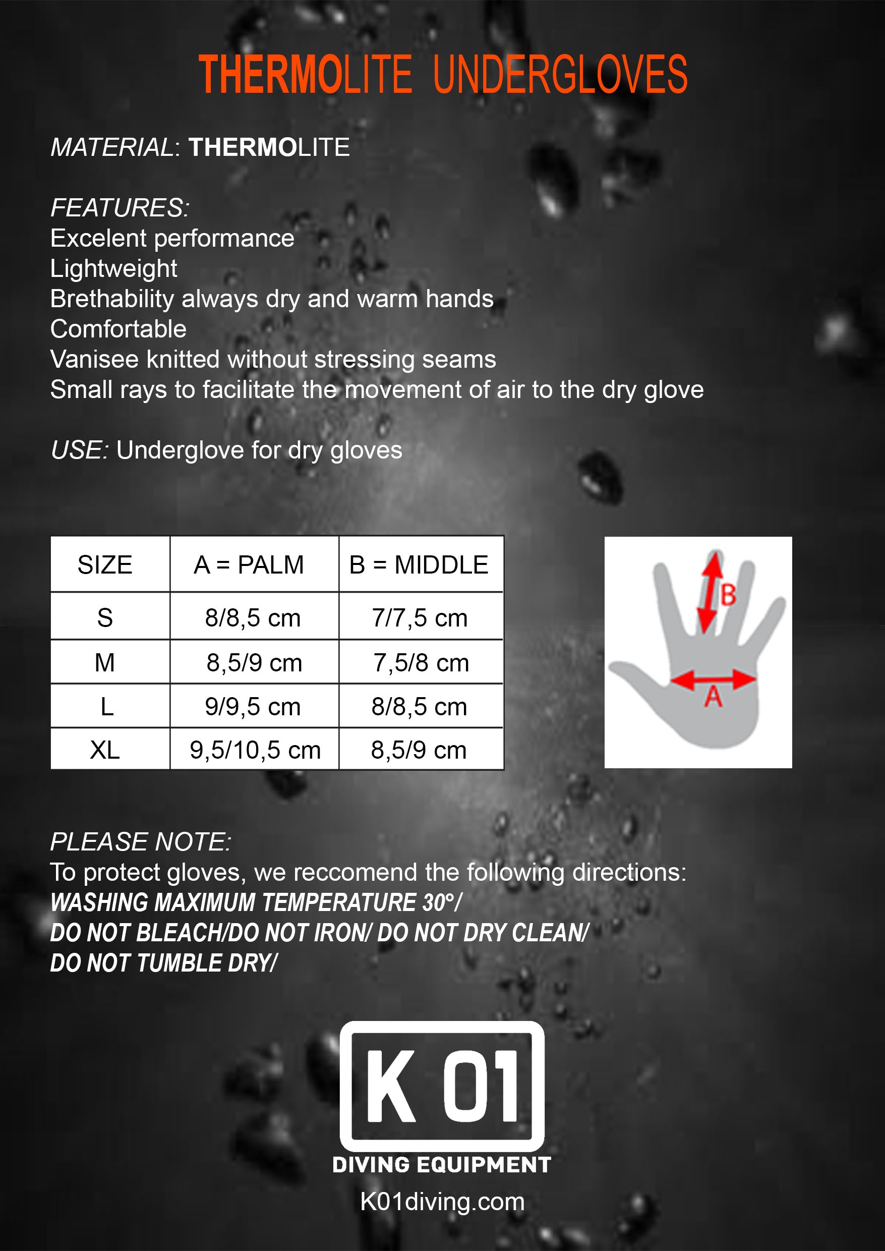 A Size Guide for the Thermolite Undergloves from KO1