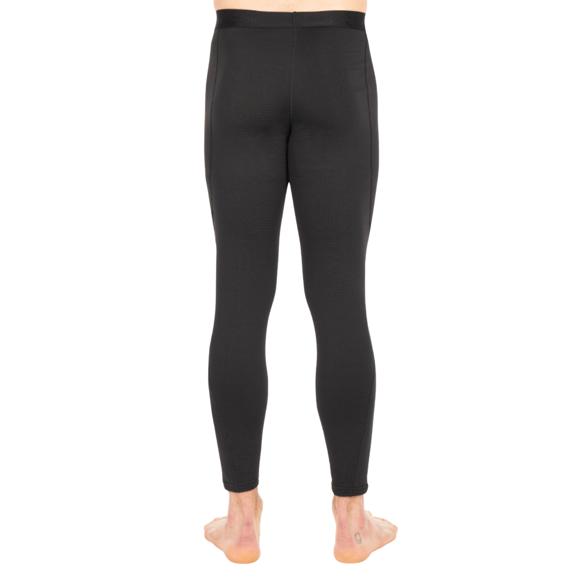 Black full-length leggings shown on a model from the back against a plain white background.
