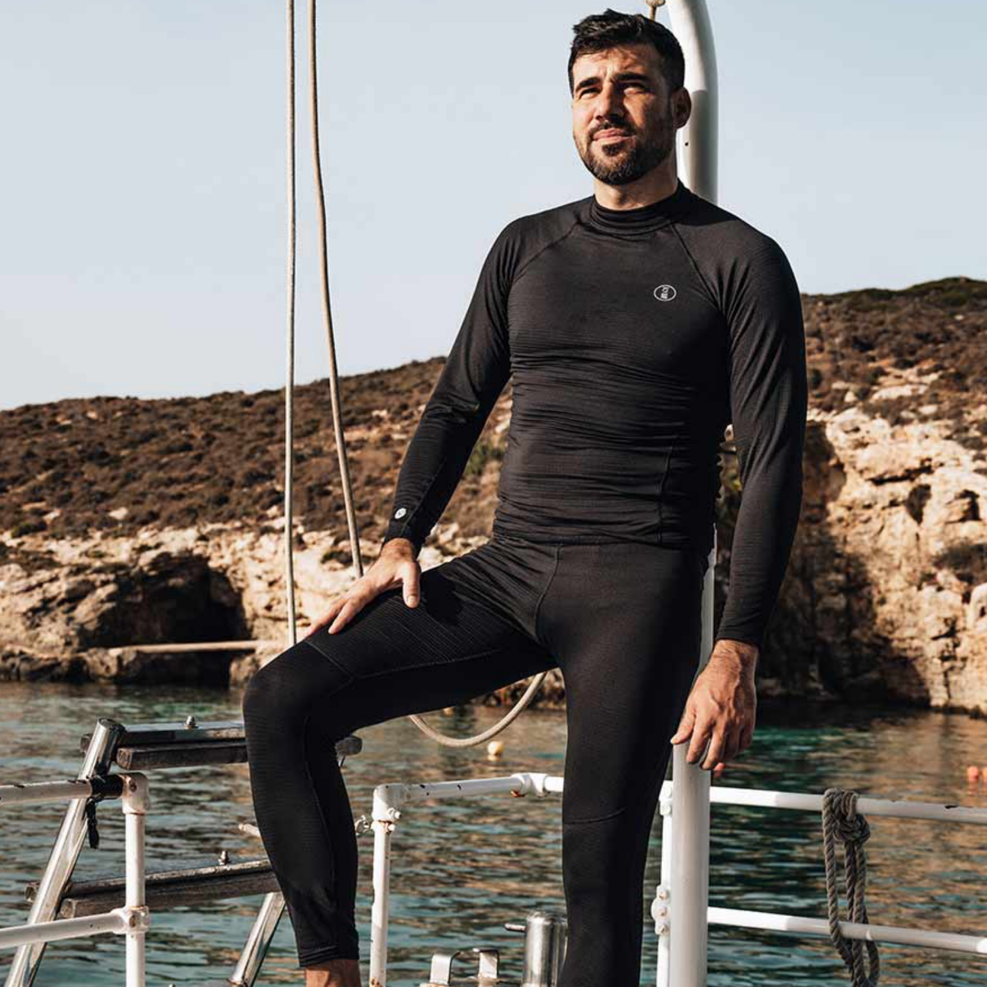 Fourth Element Men's J2 Base Layer Leggings, worn by a diver