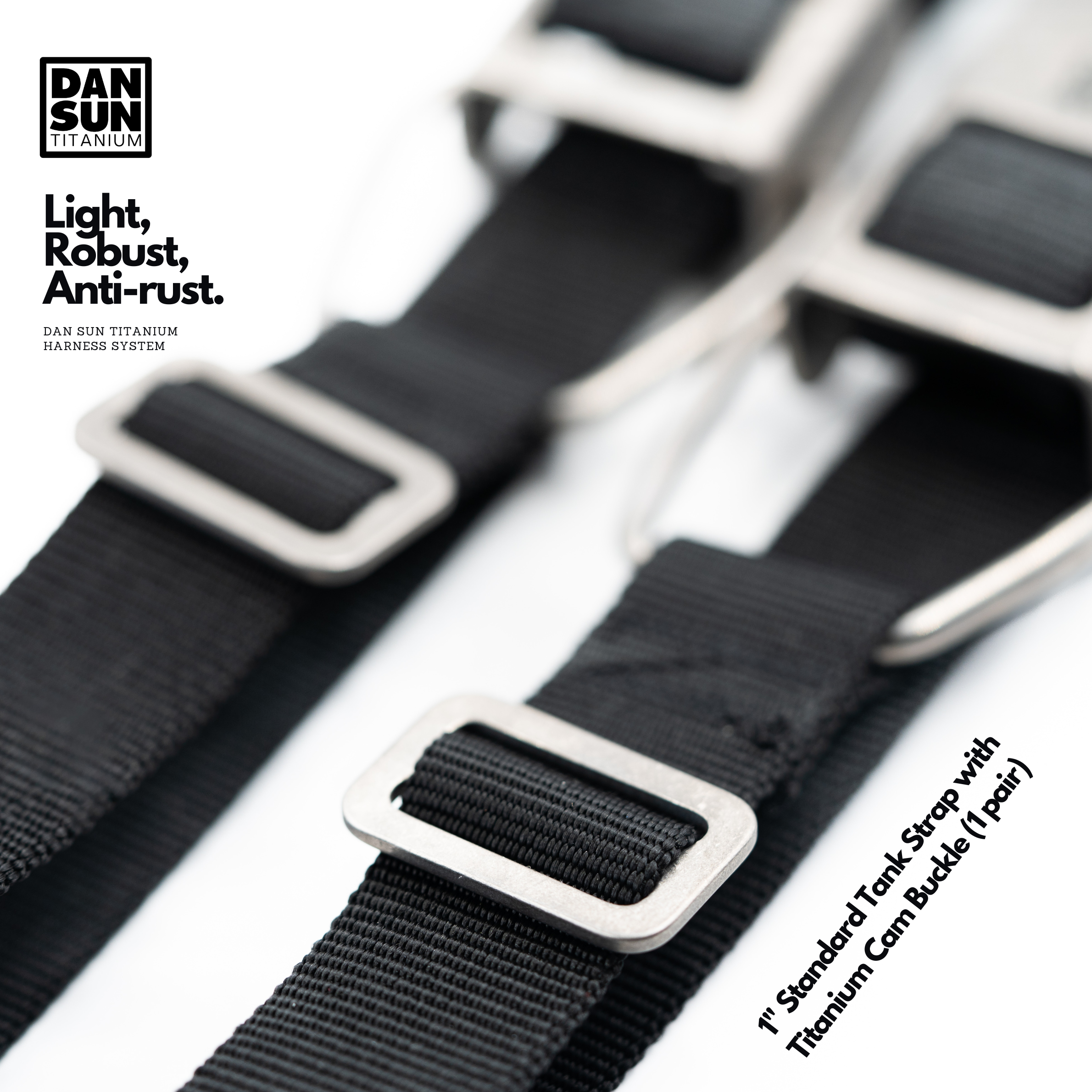 Titanium tri-glide on the 1 inch tank strap