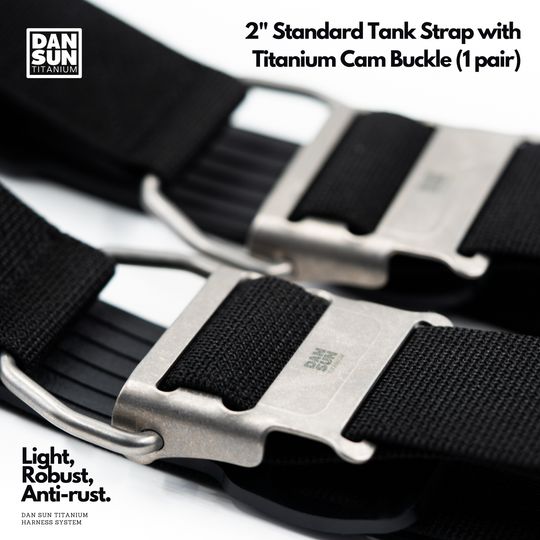 Titanium cam buckles on 2 inch nylon tank straps