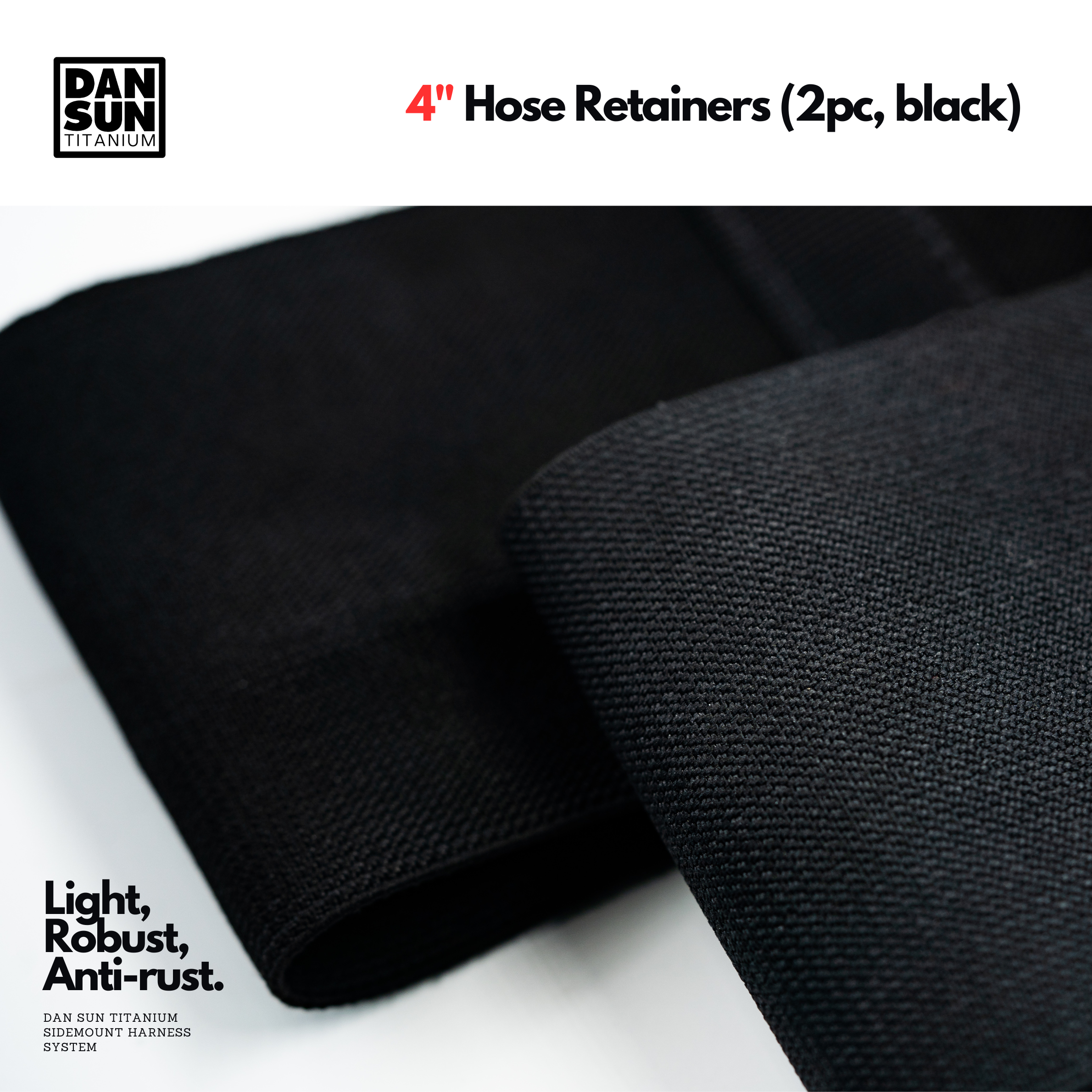 Close-up of the 4 inch hose retainer bungee fabric