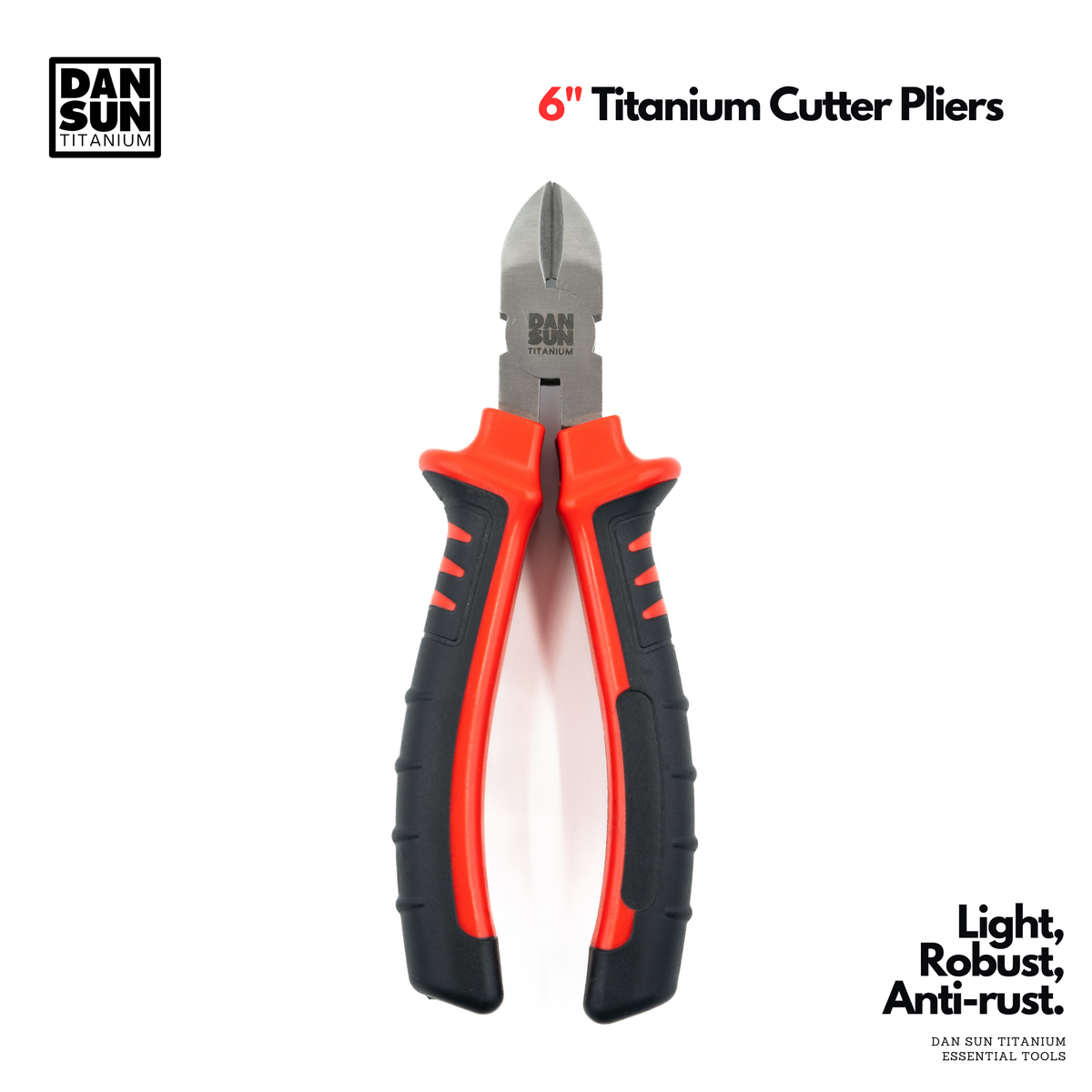 6 inch titanium cutter pliers with red and black handles