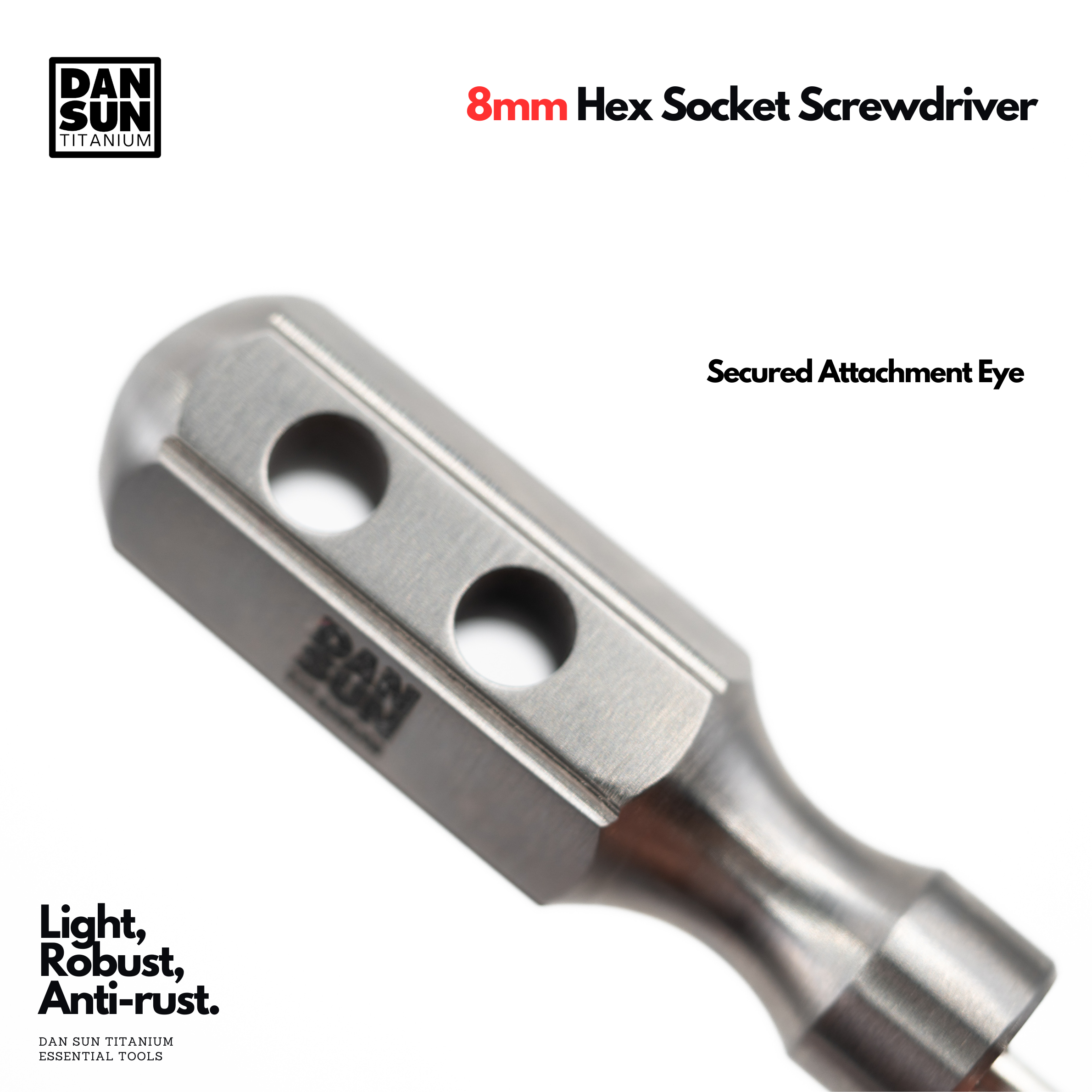 Attachment eye on the titanium handle