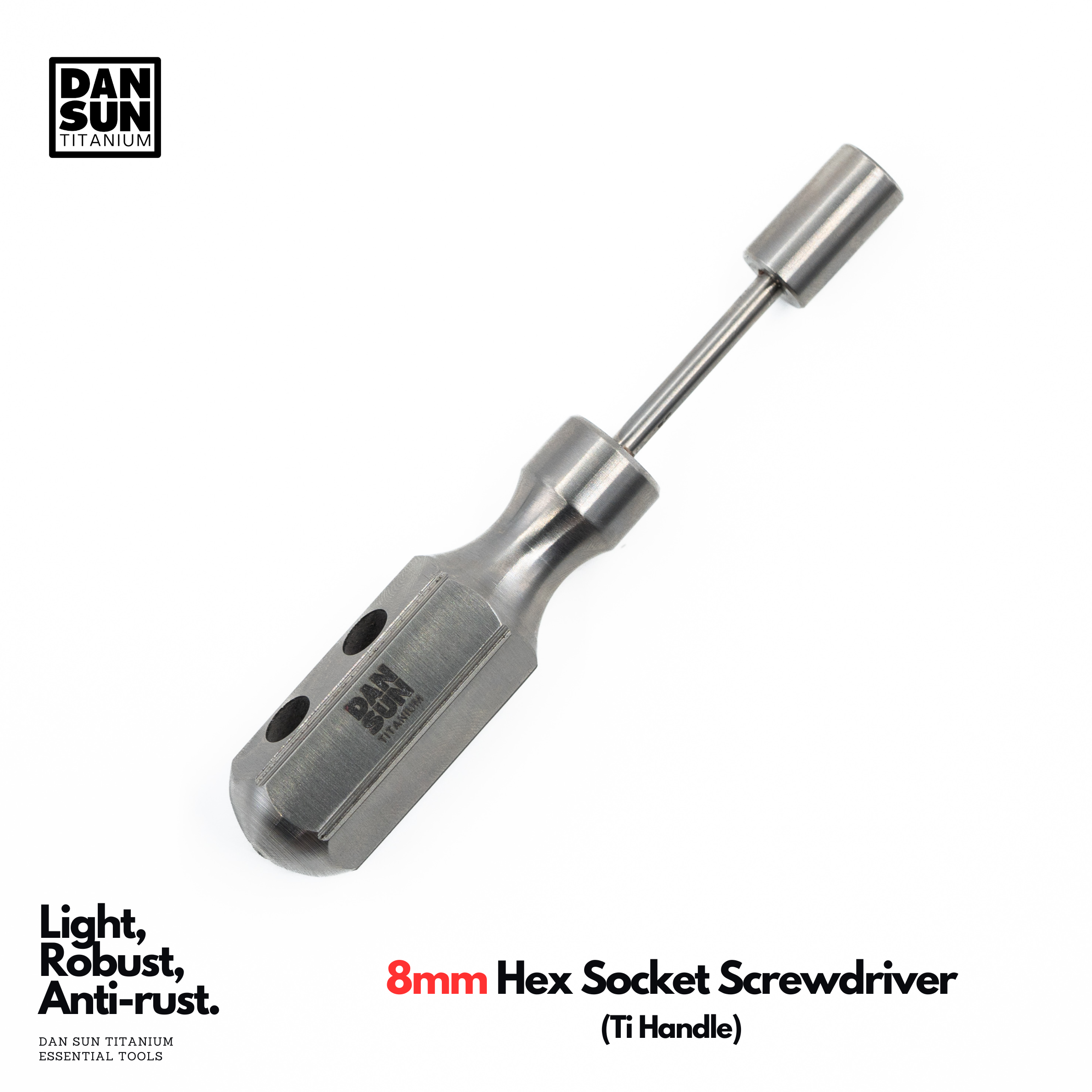 8 mm hex socket screwdriver with titanium handle