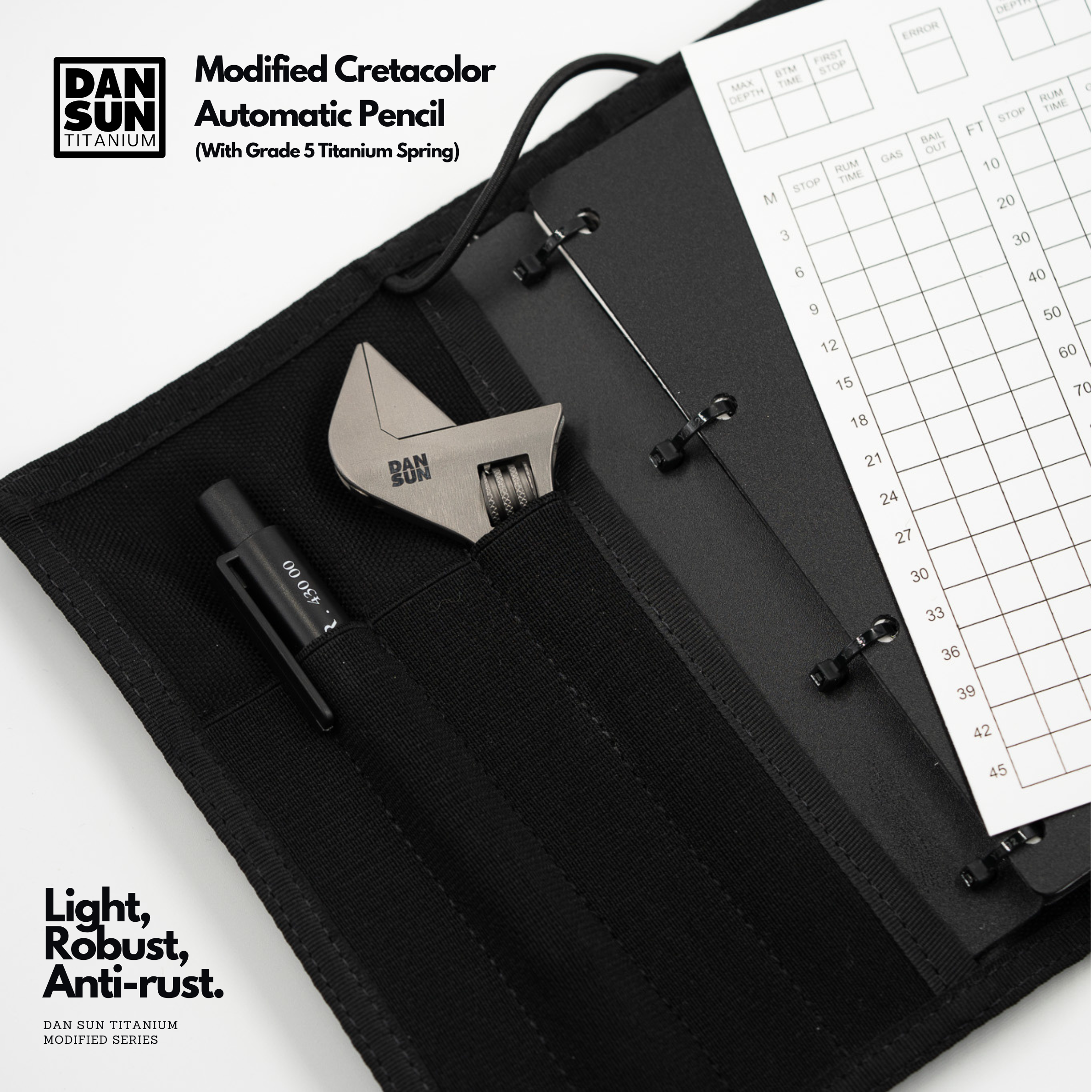 Automatic pencil in wetnotes with a titanium spanner
