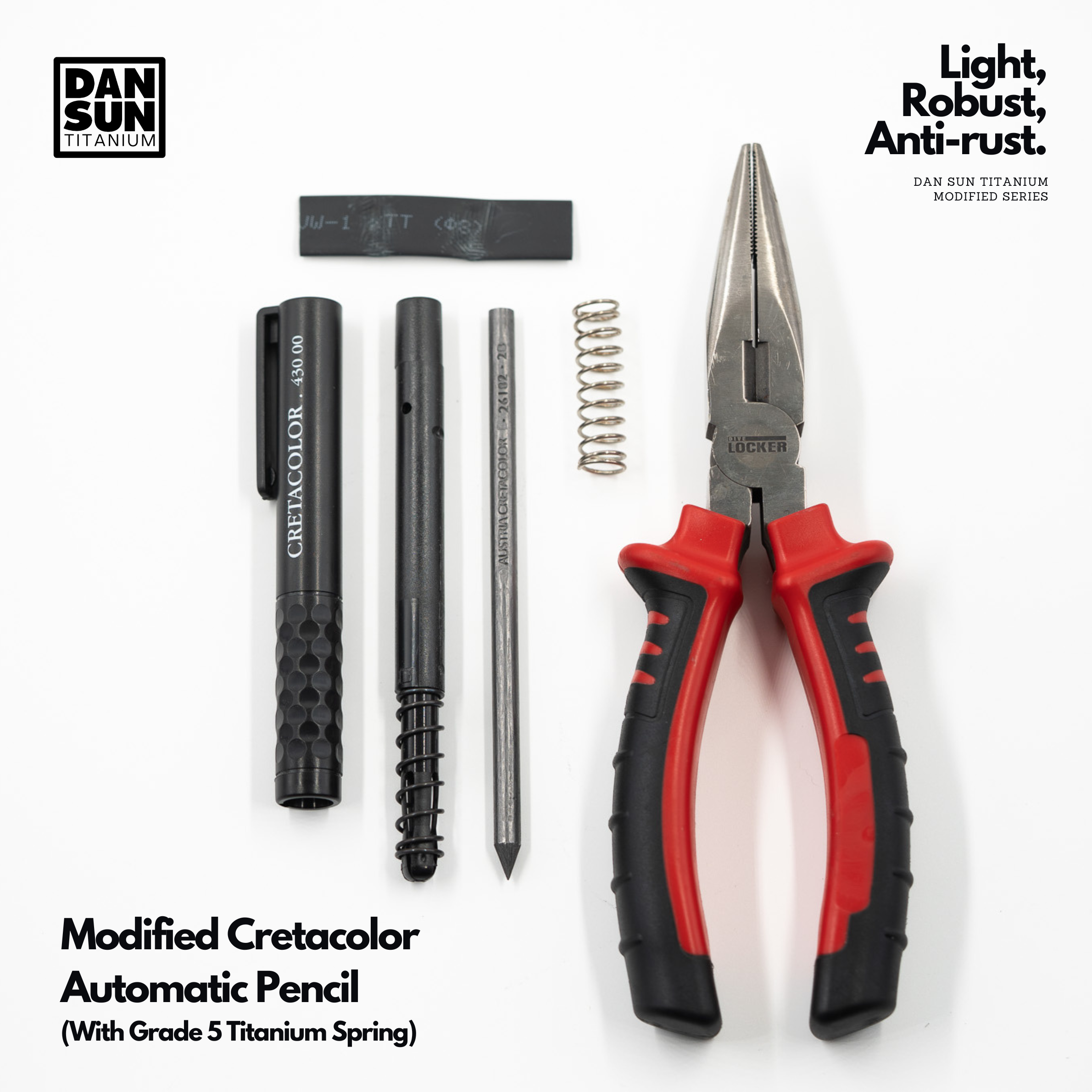 Automatic pencil parts with titanium spring and pliers