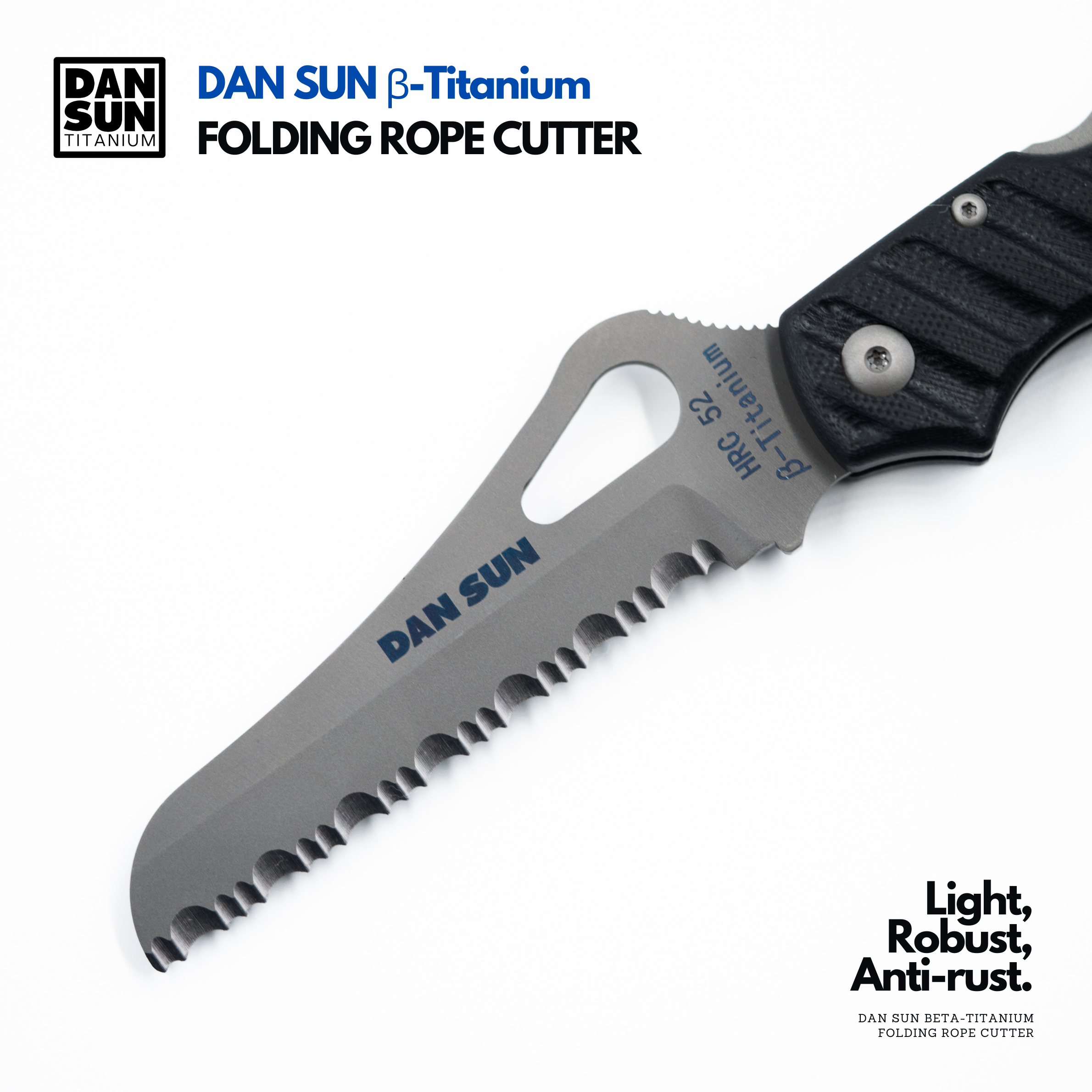 Beta-titanium rope cutter blade with saw teeth