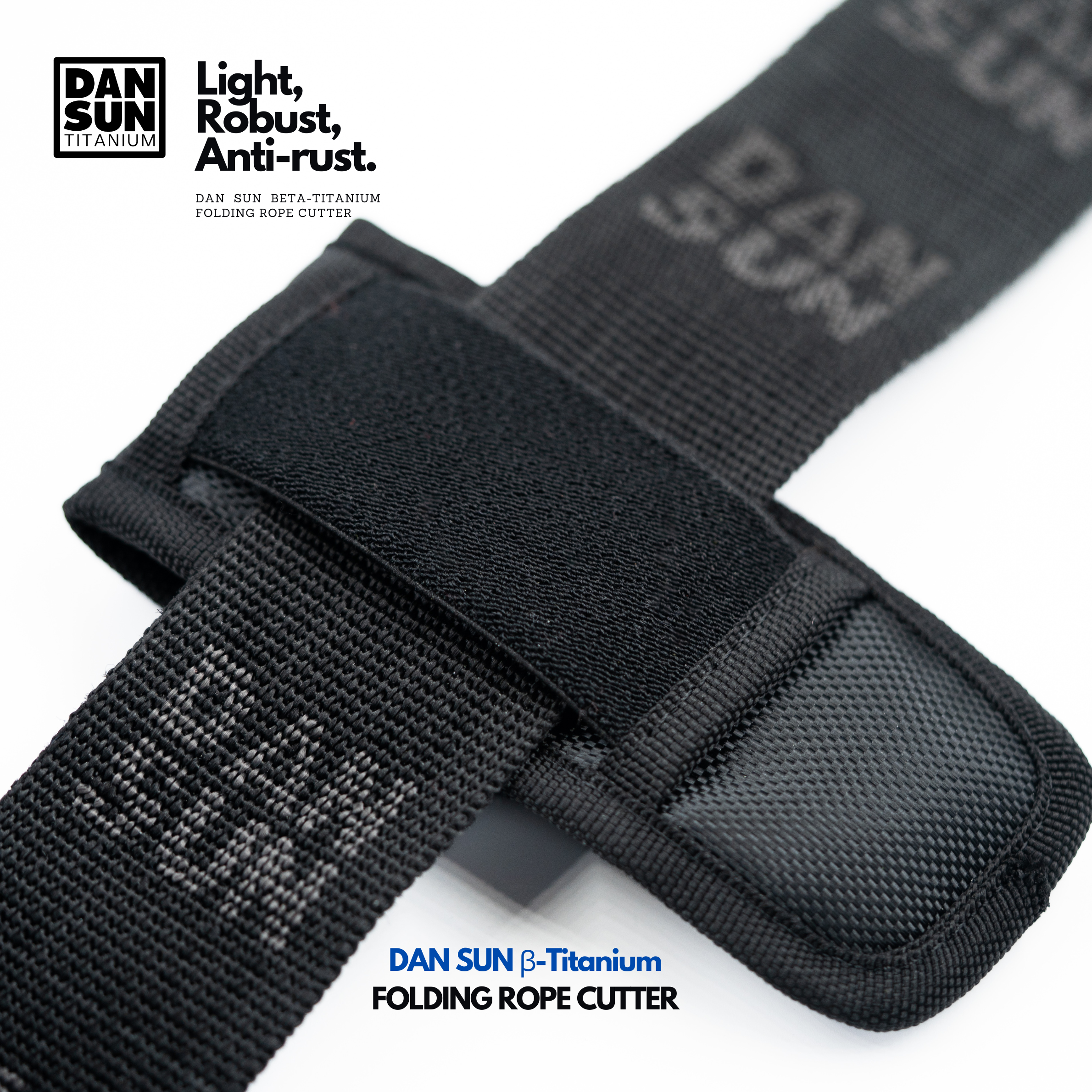 Rope cutter pouch on harness webbing