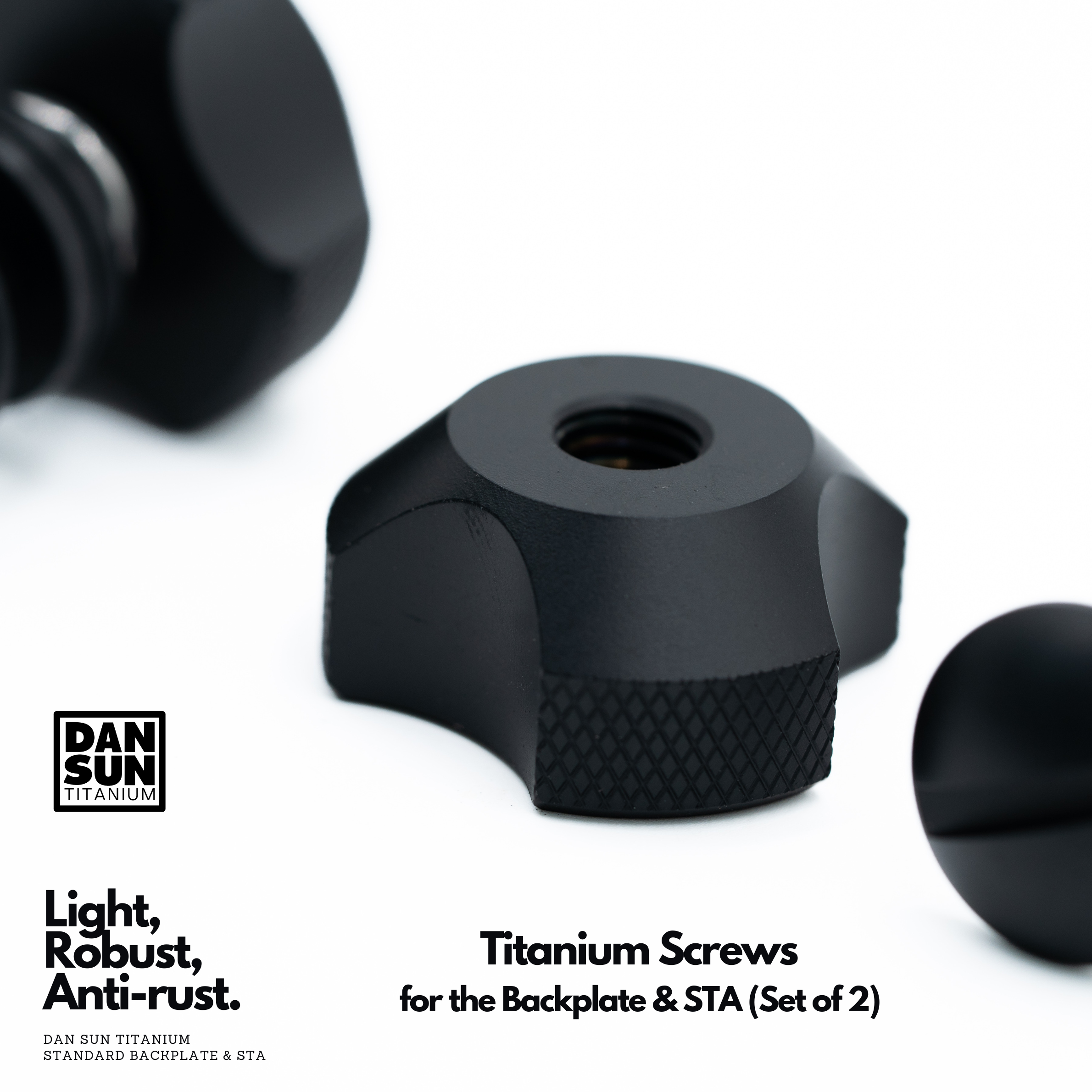 Black titanium knurled screw nut for the backplate