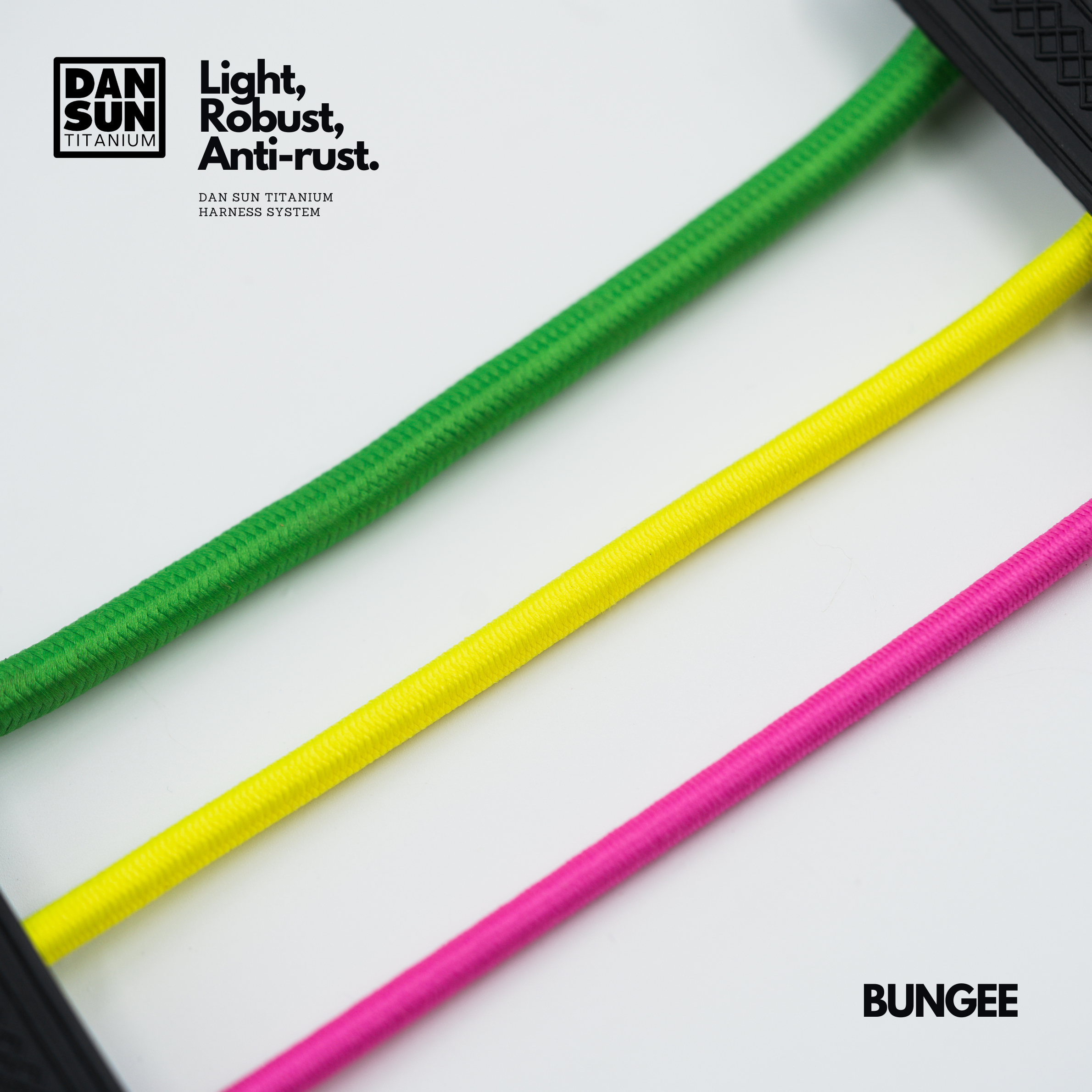 Green, yellow and pink bungee cord