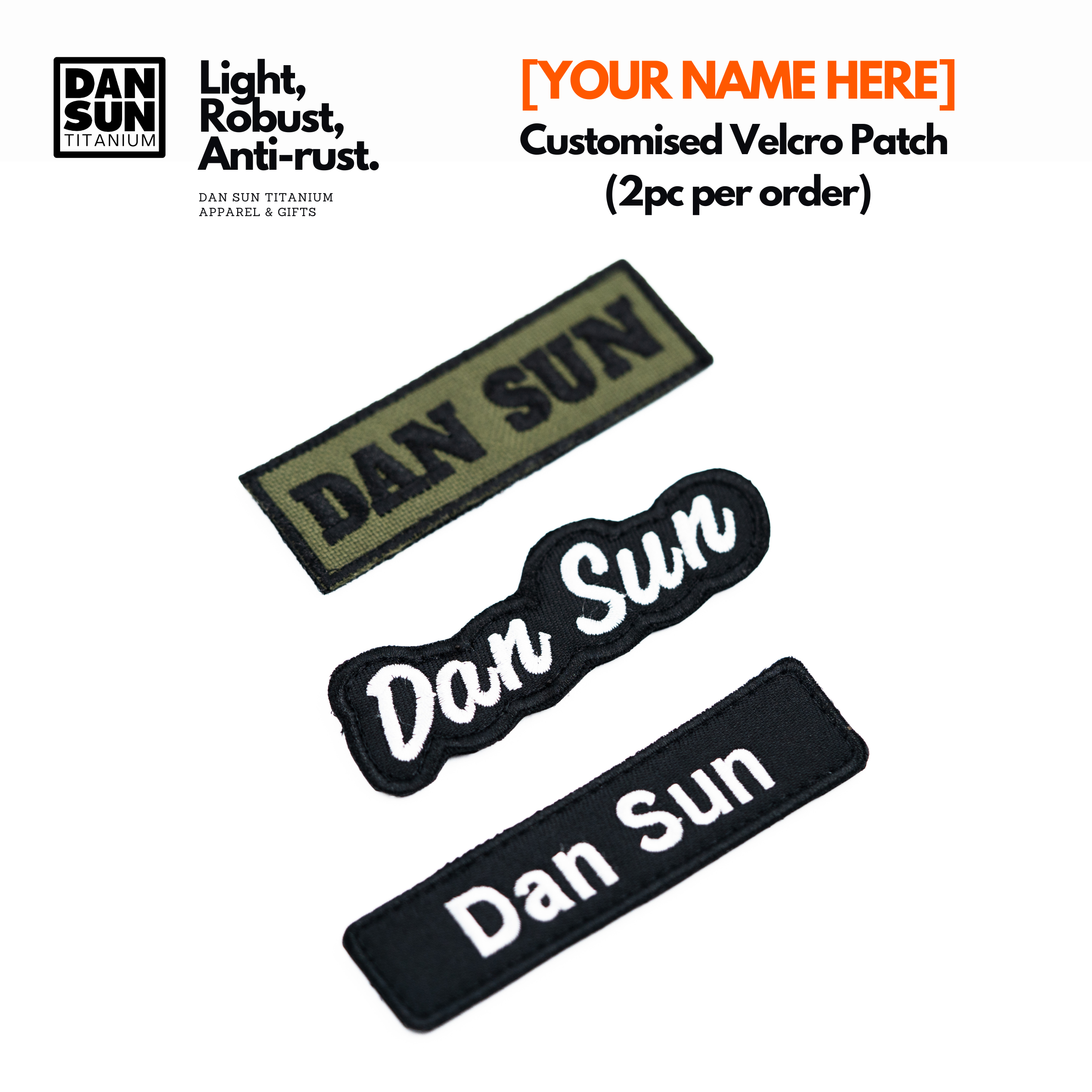 Custom name Velcro patches, 2 per order