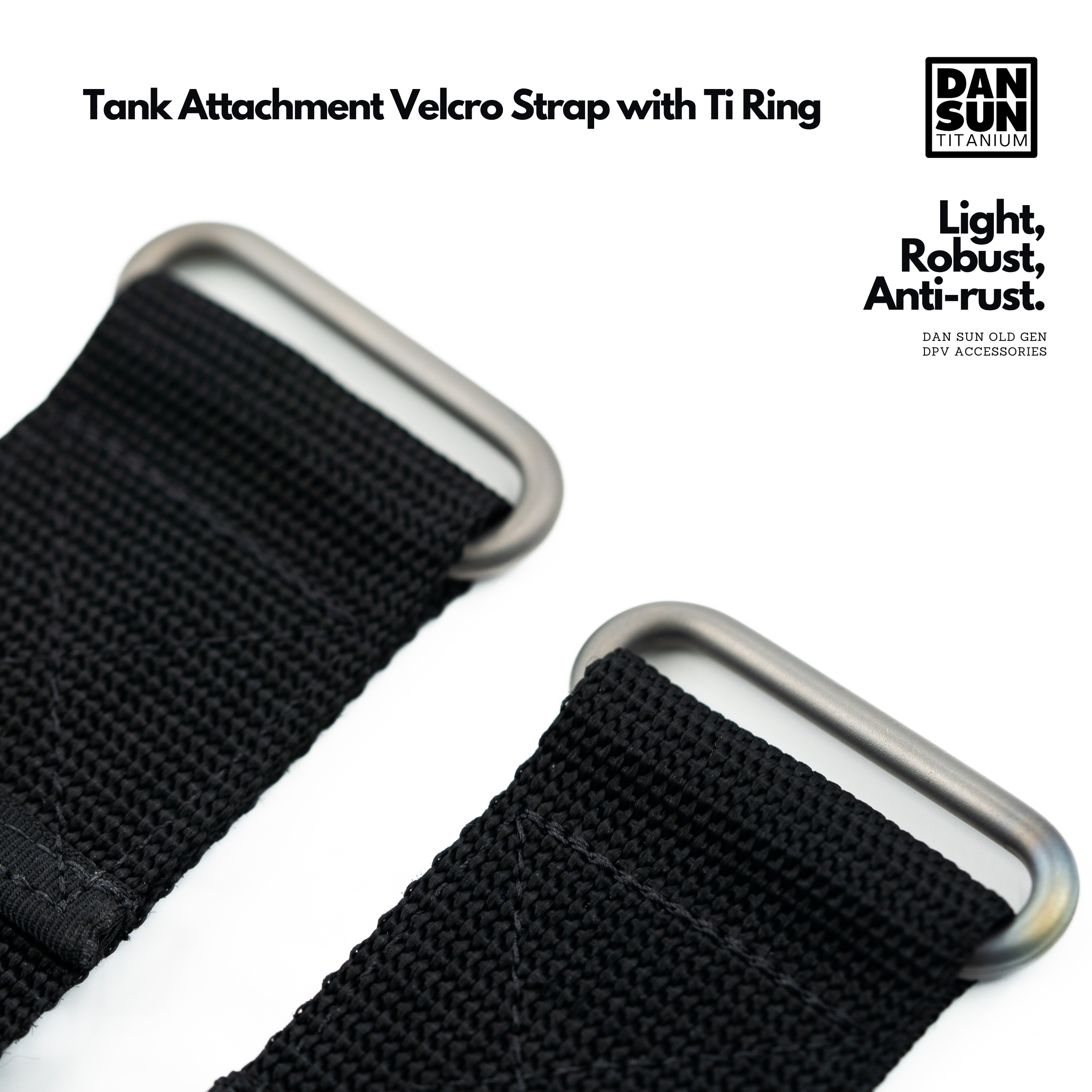 Titanium rings on the cylinder Velcro straps, close-up