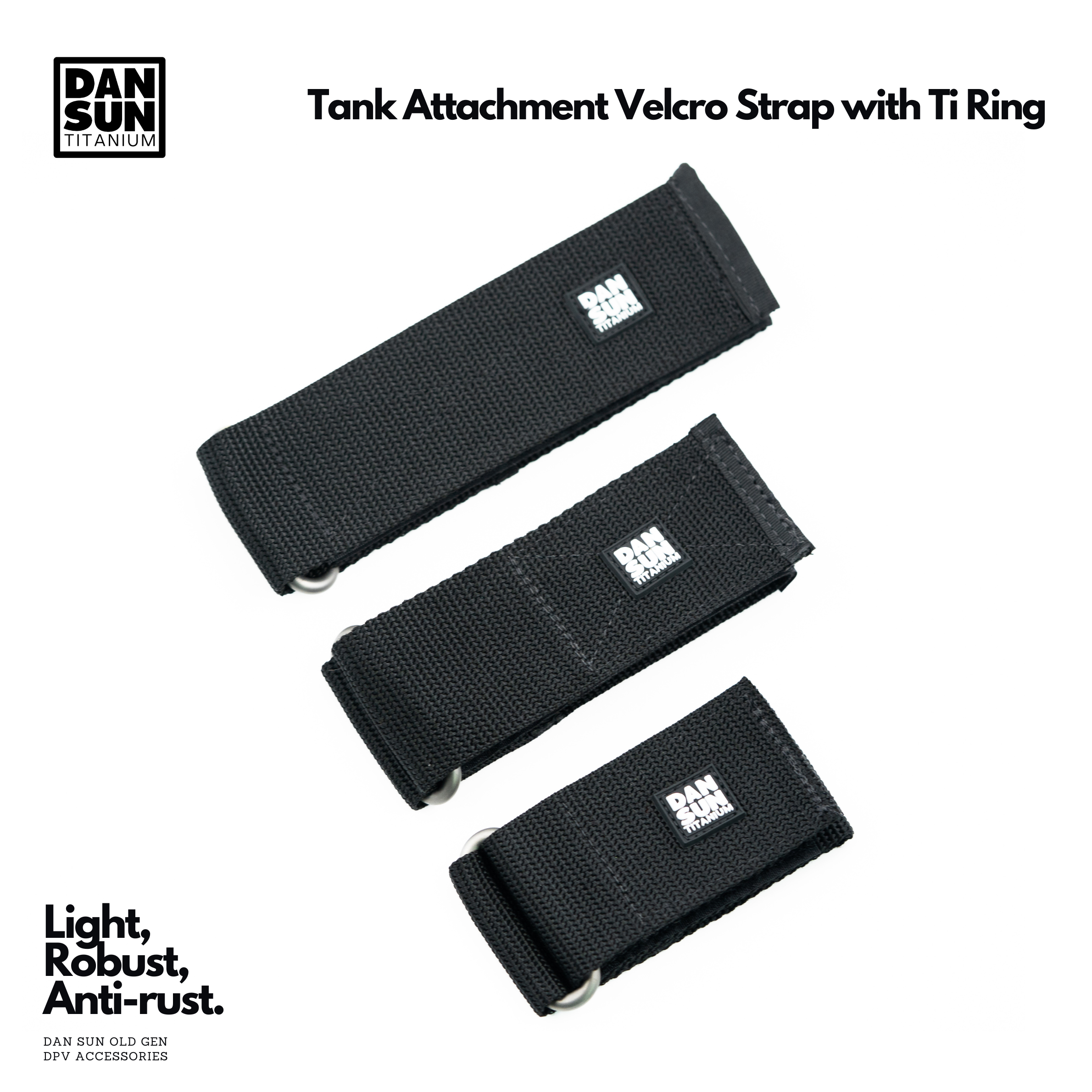 Three sizes of DanSun cylinder Velcro straps
