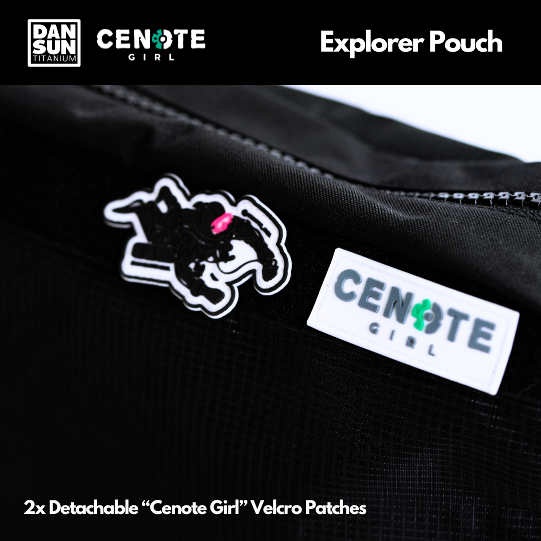 Two detachable Cenote Girl Velcro patches