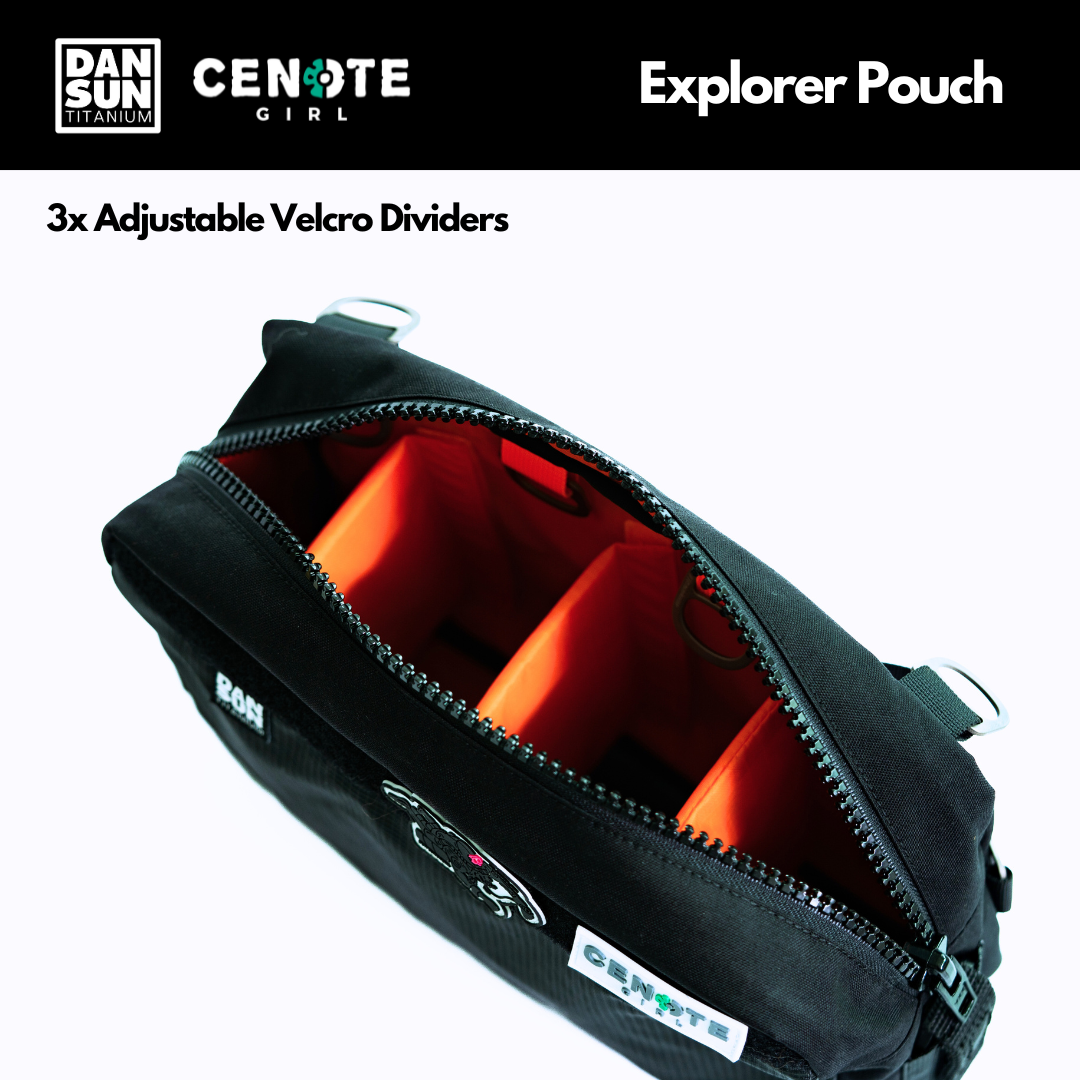 Three adjustable Velcro dividers inside the Explorer Pouch
