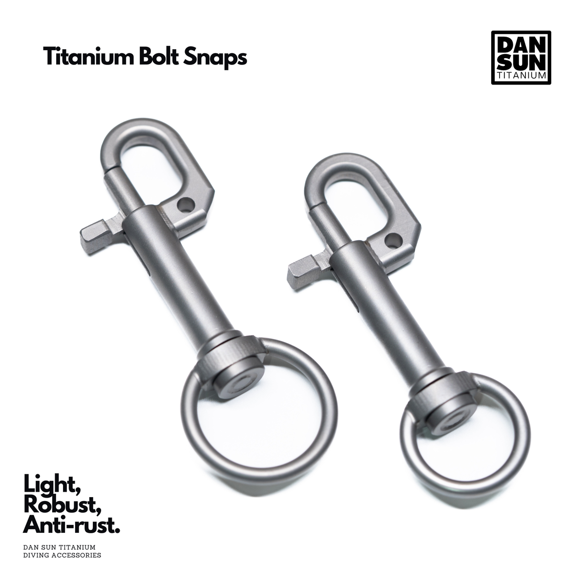Two DanSun full-body Grade 5 titanium bolt snaps