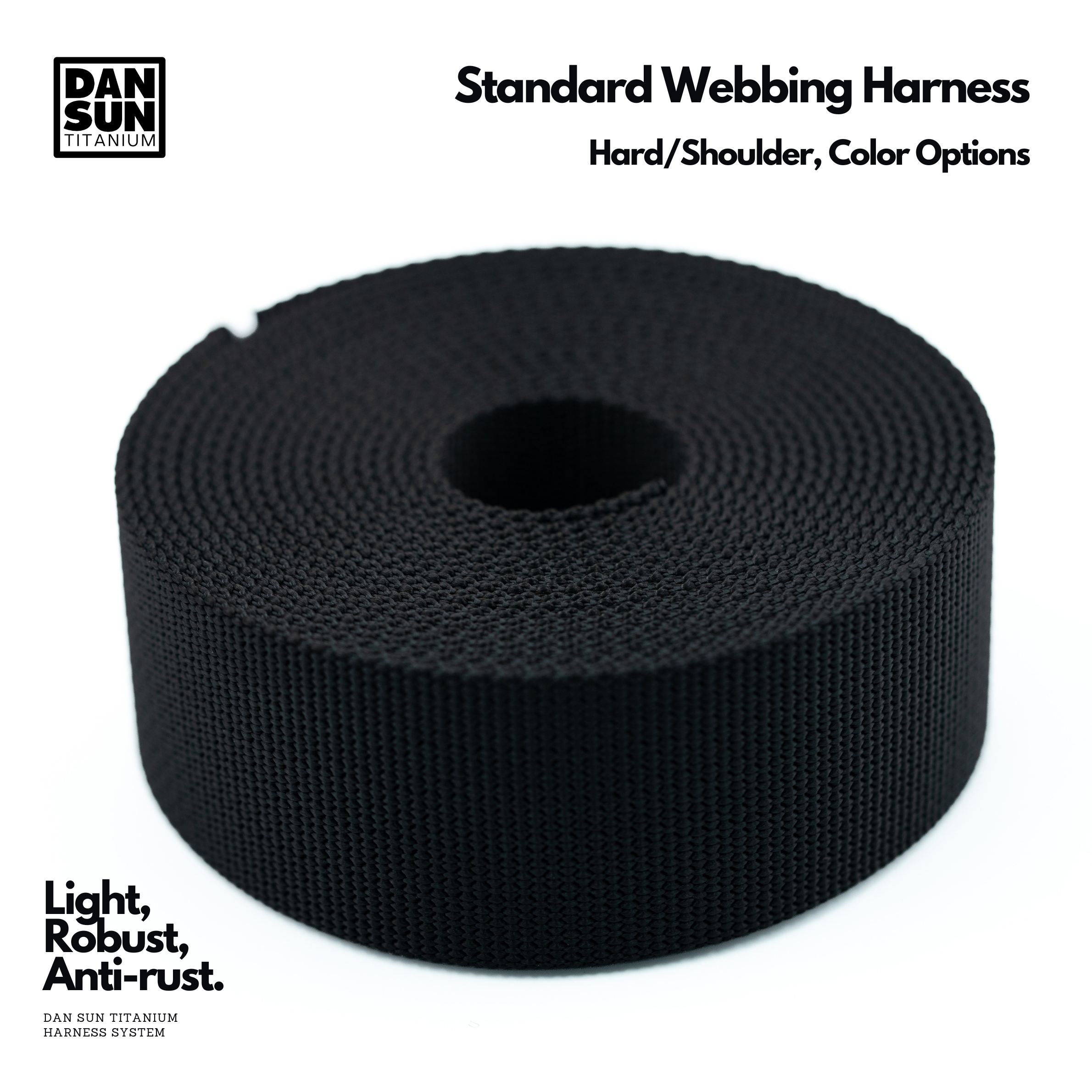 Black harness webbing roll