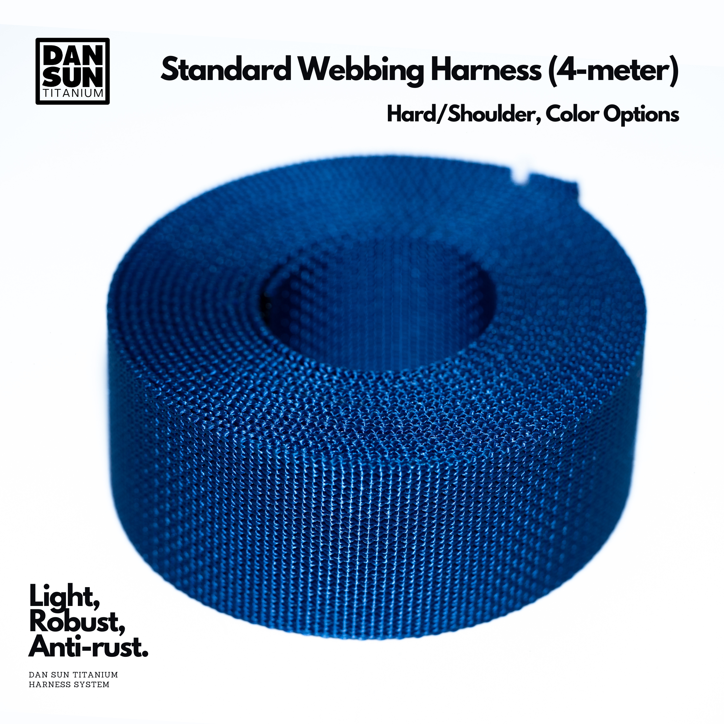 Blue harness webbing roll