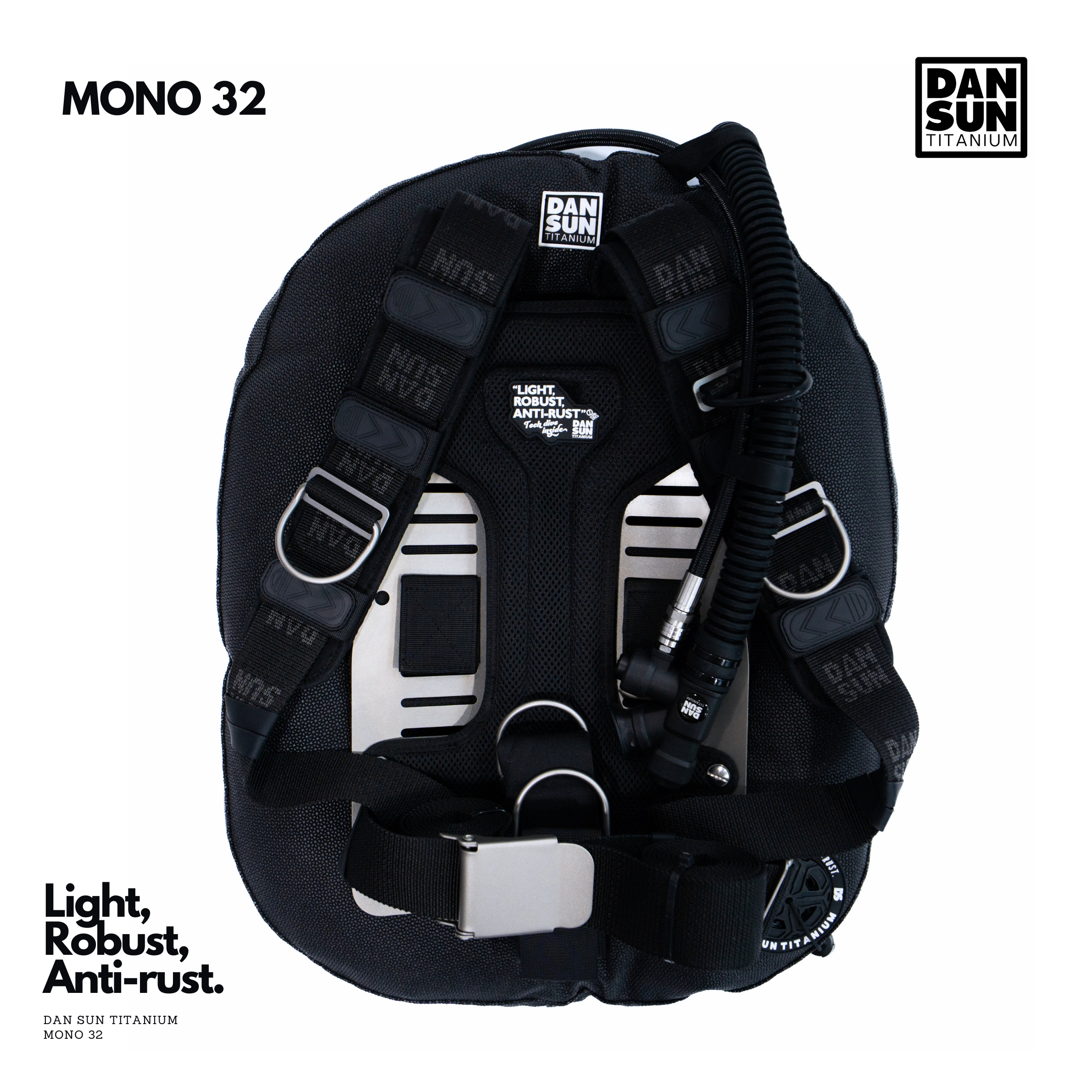 DanSun MONO 32 single backmount BCD with harness, front view