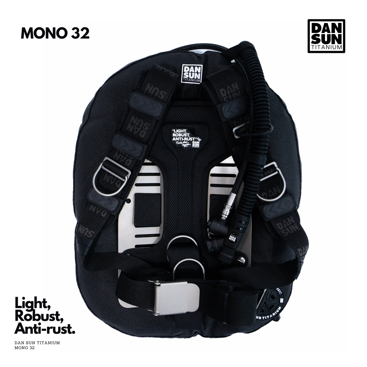 DanSun MONO 32 single backmount BCD with harness, front view