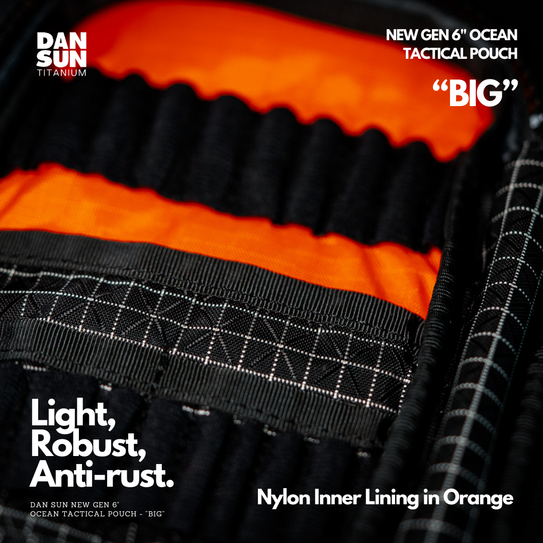 Orange nylon inner lining and tool loops of the BIG pouch