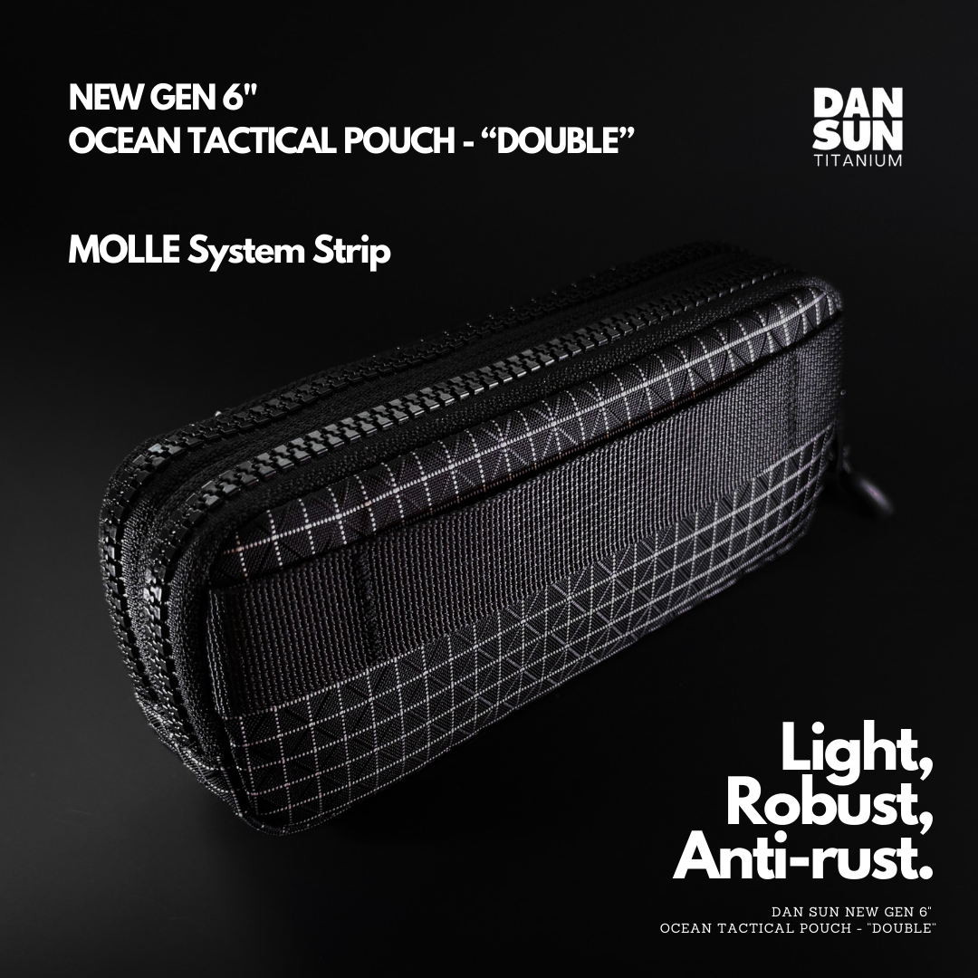 MOLLE strip on the back of the DOUBLE pouch