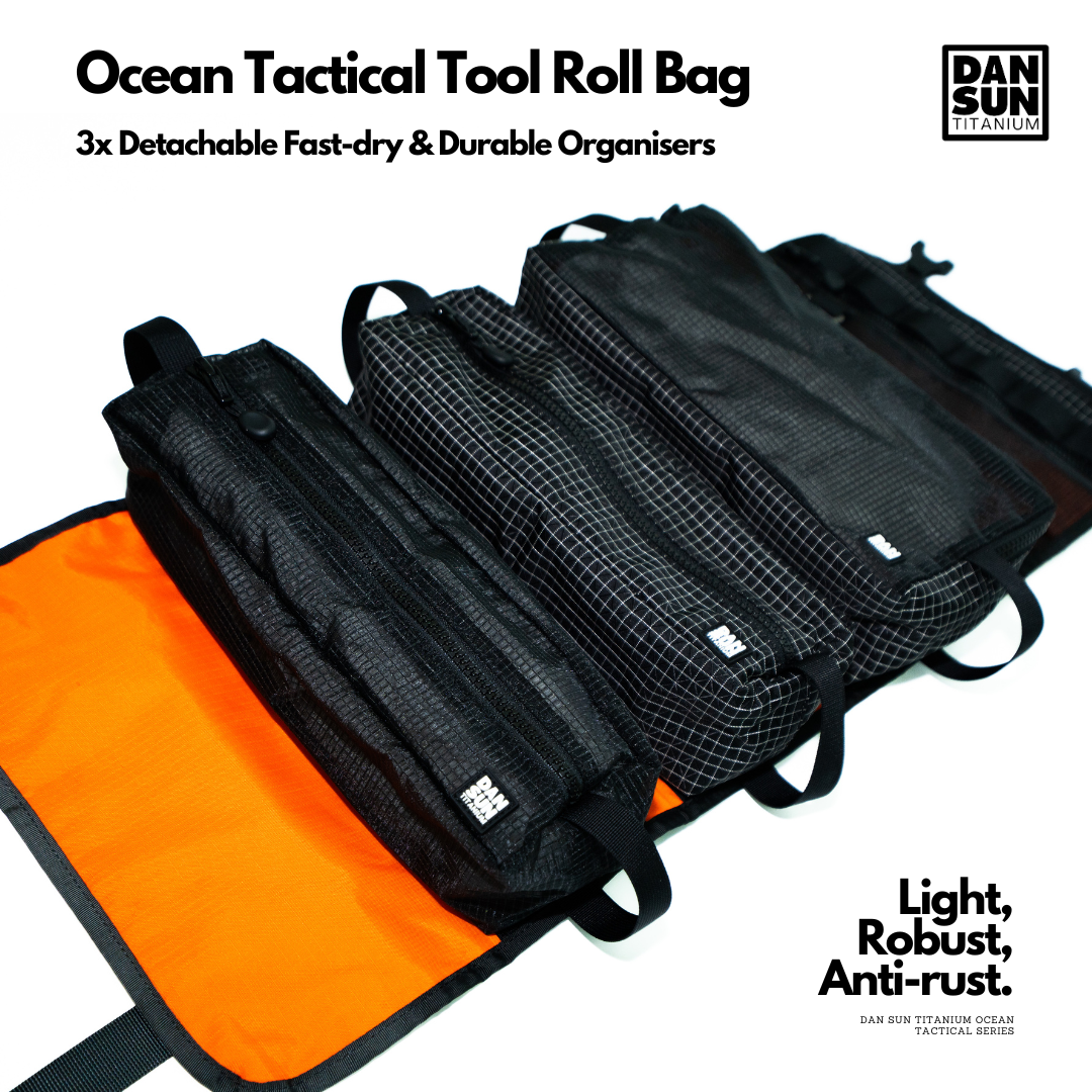 Three detachable quick-dry organisers of the tool roll