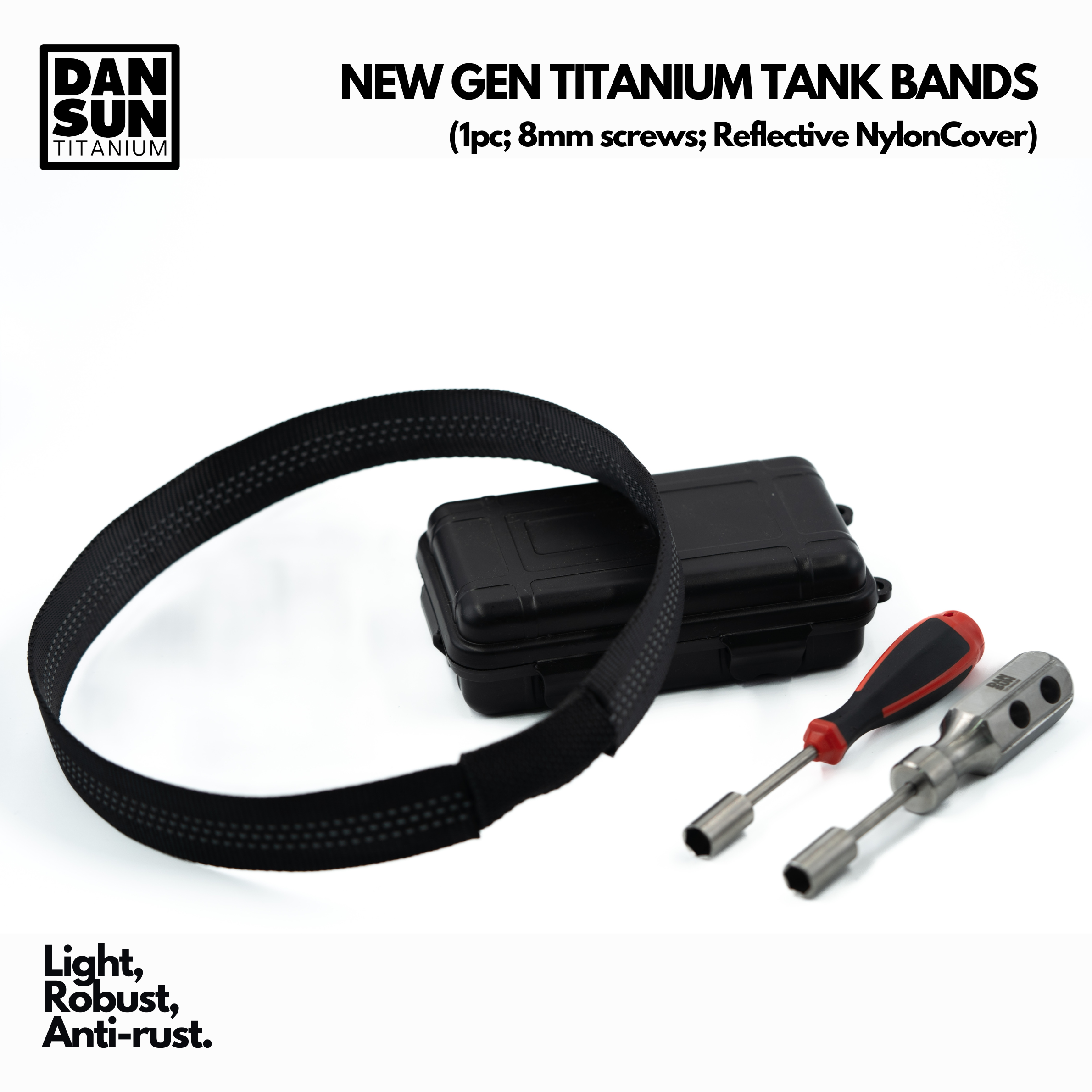 Black reflective titanium tank band
