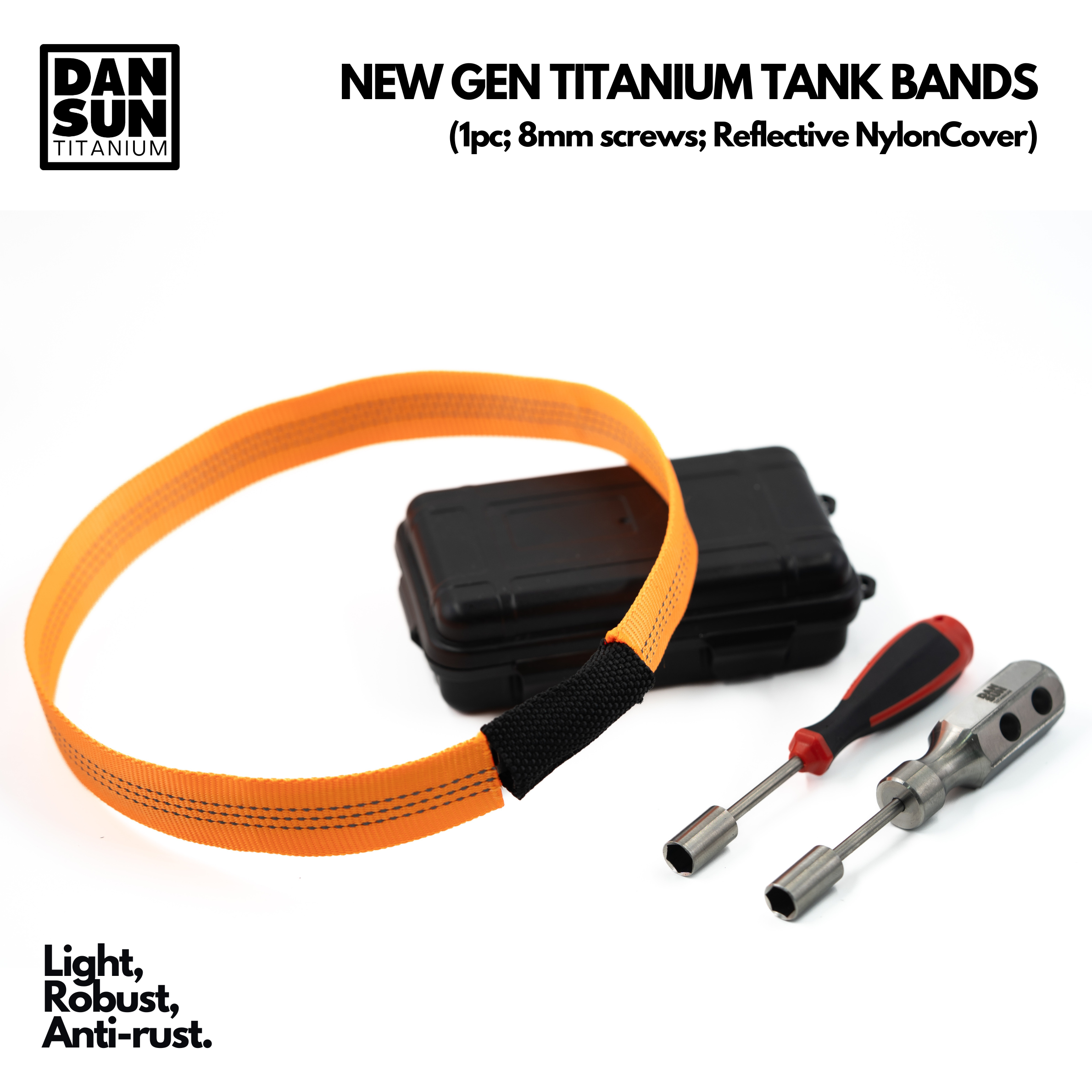 Orange reflective titanium tank band