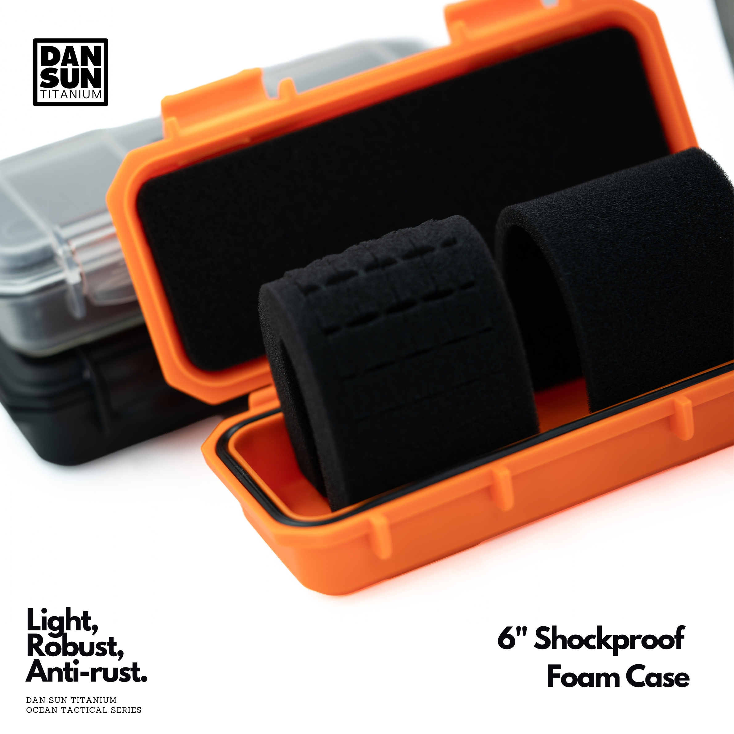 Orange foam case open with two foam layers