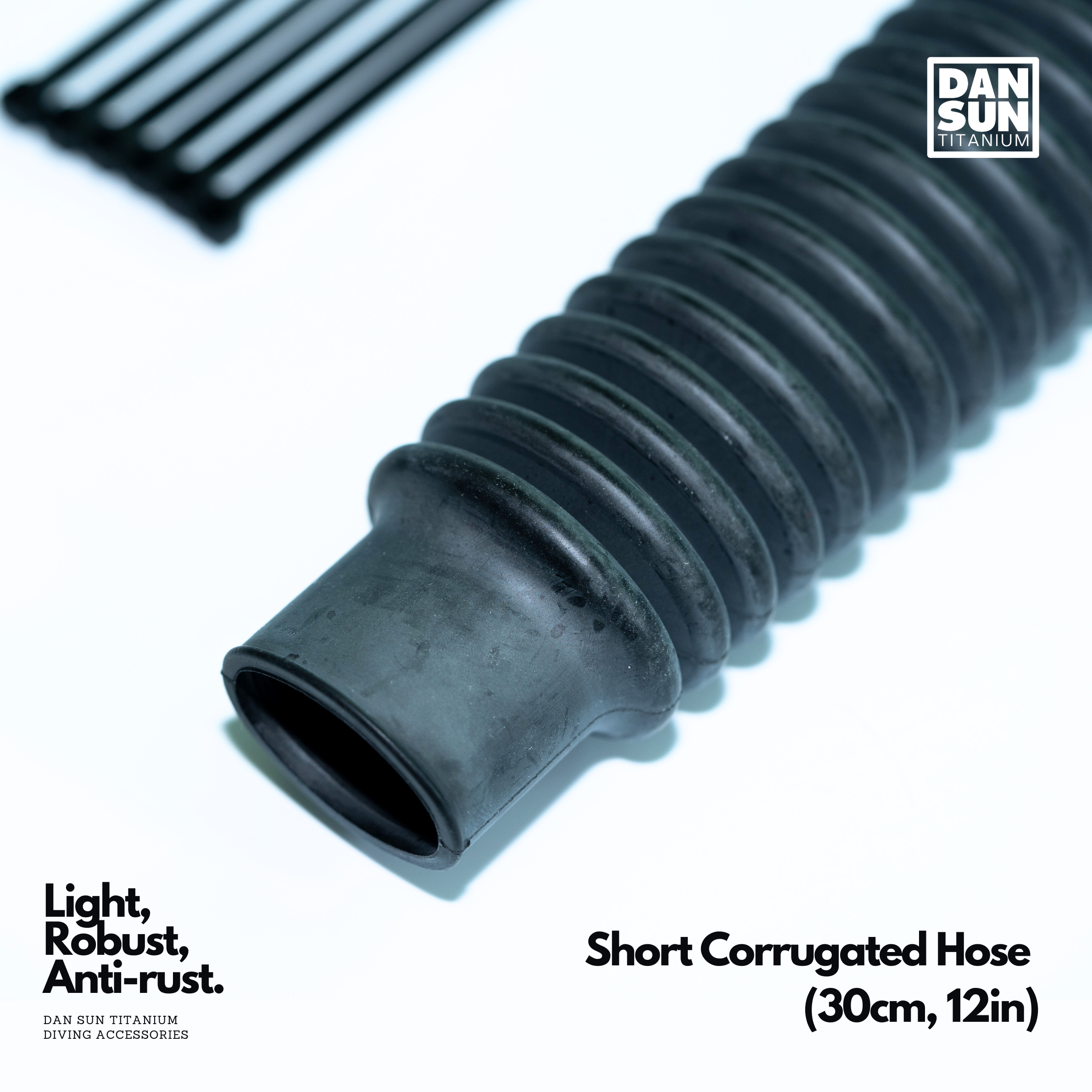 End of the short corrugated hose, close-up