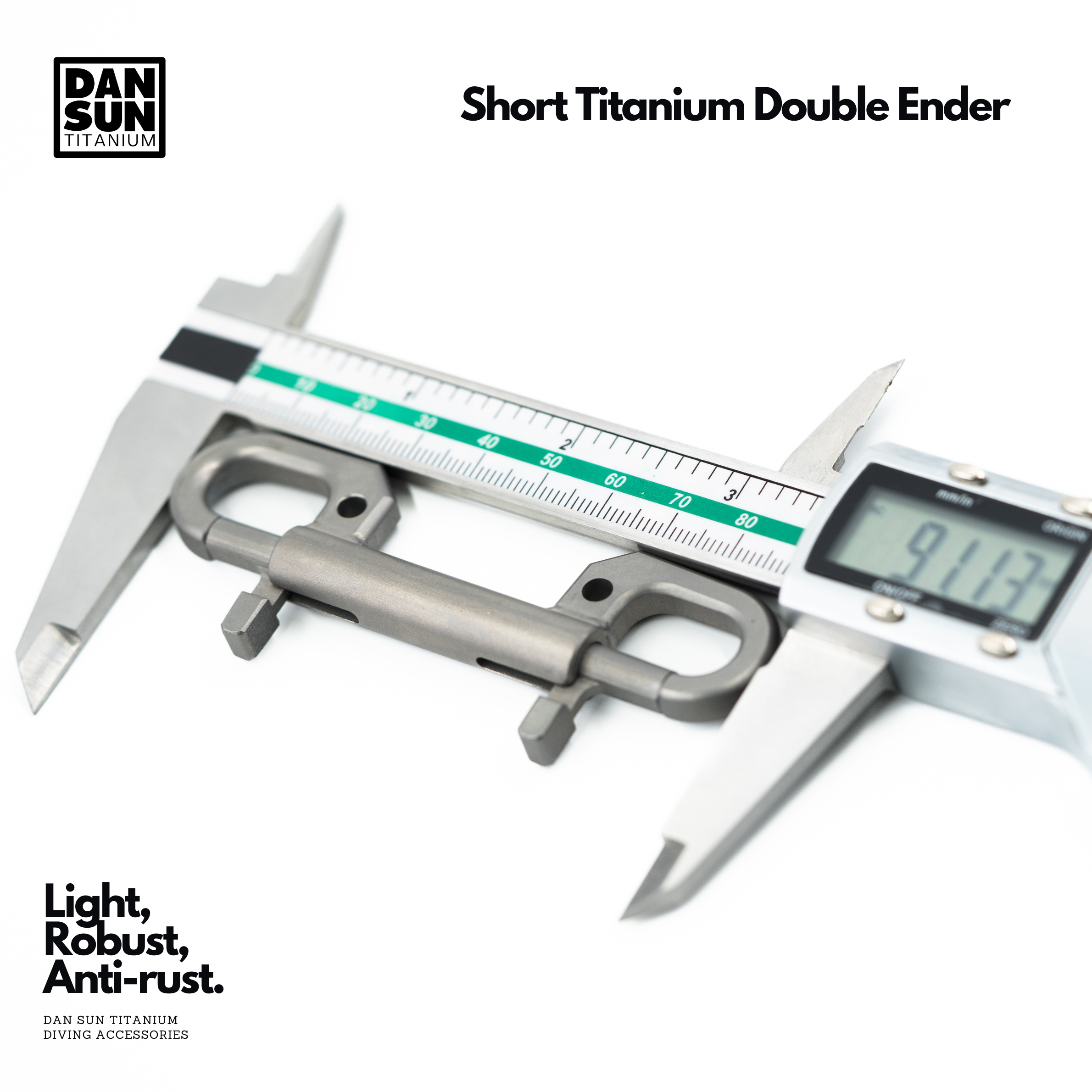 Short titanium double-ender measured at 91 mm