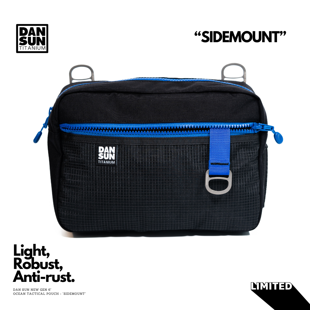 SIDEMOUNT pouch with blue zipper